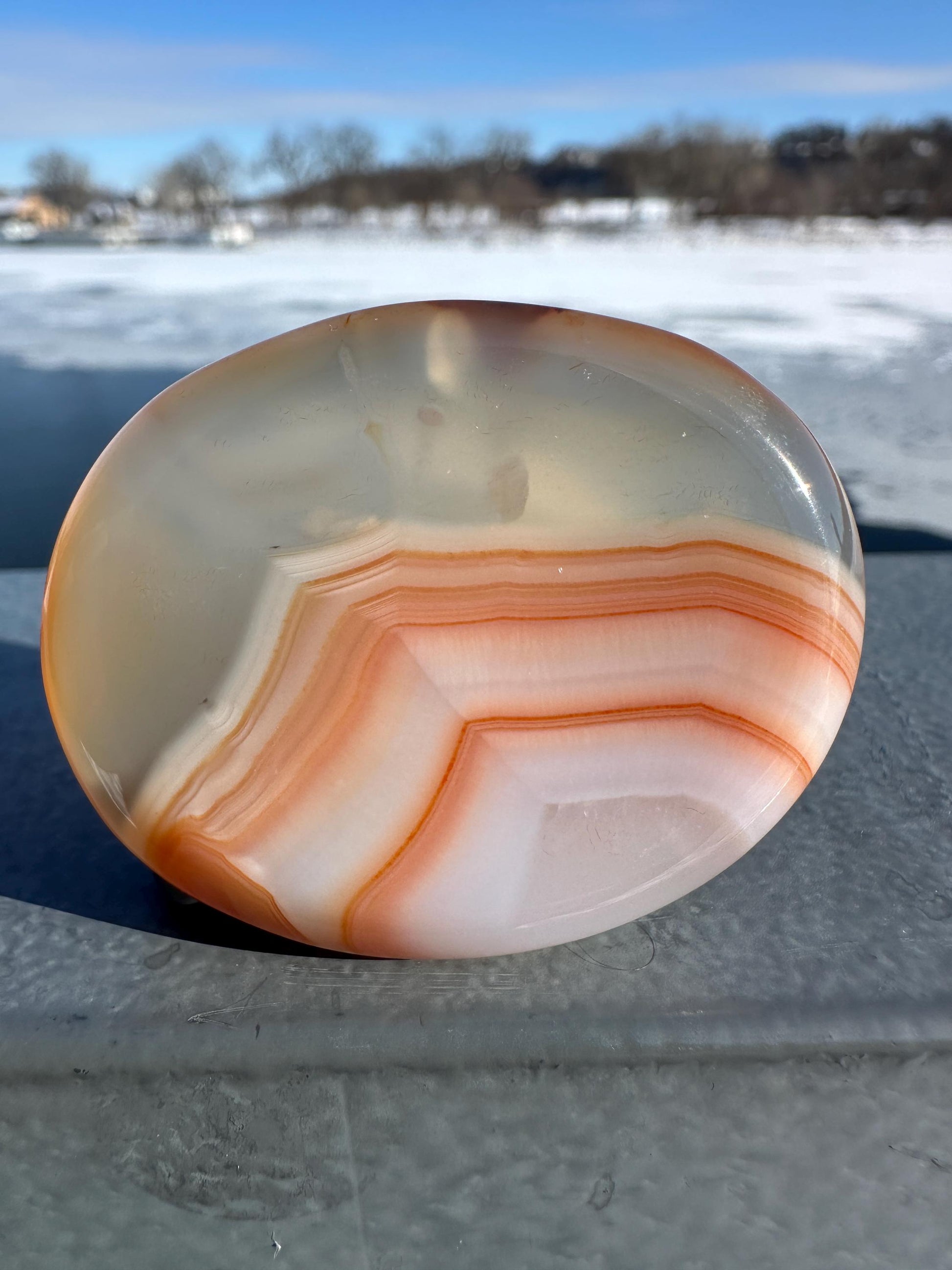 Stunning Carnelian Polished Worry Stone Carving
