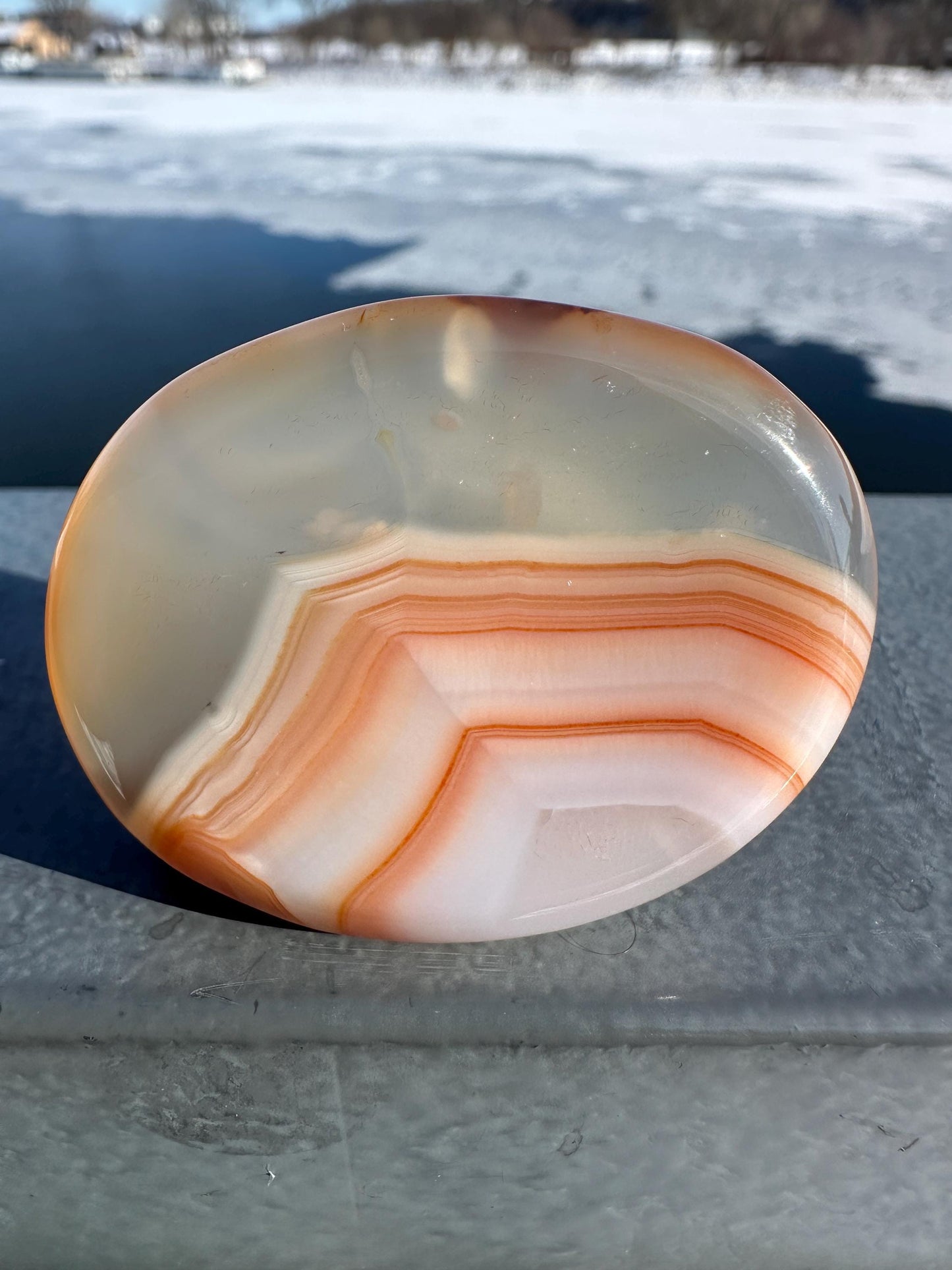 Stunning Carnelian Polished Worry Stone Carving