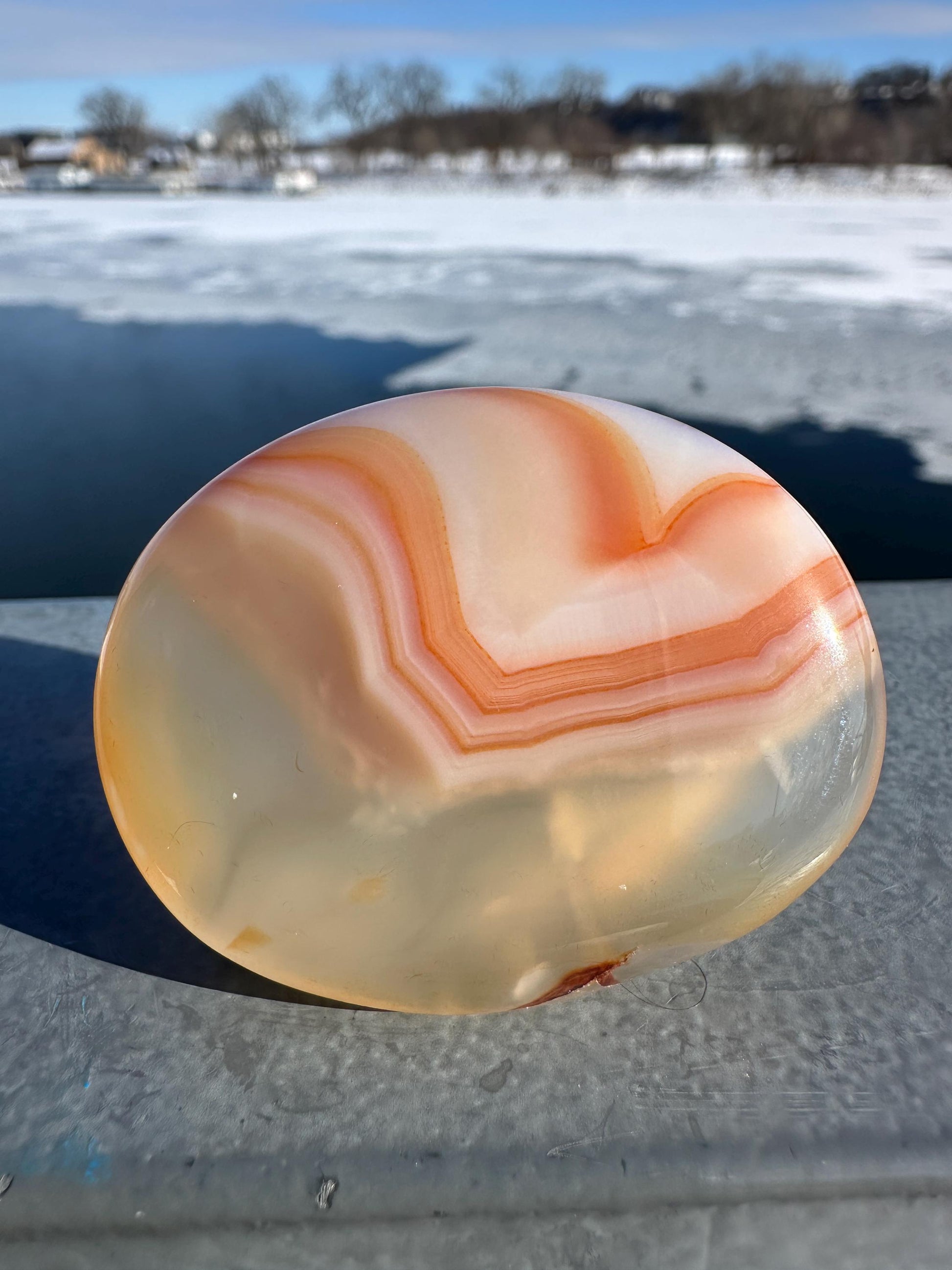 Stunning Carnelian Polished Worry Stone Carving