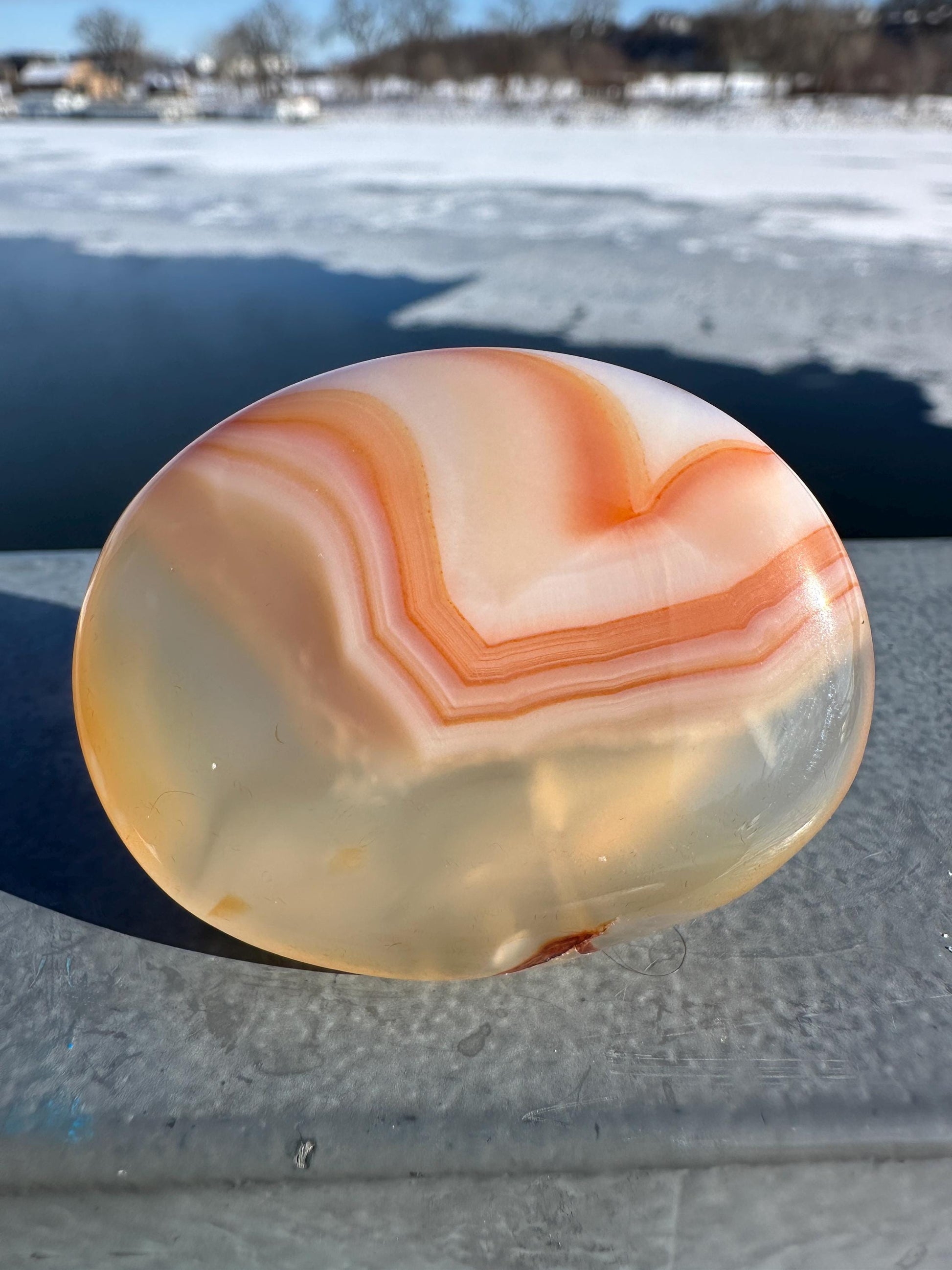 Stunning Carnelian Polished Worry Stone Carving