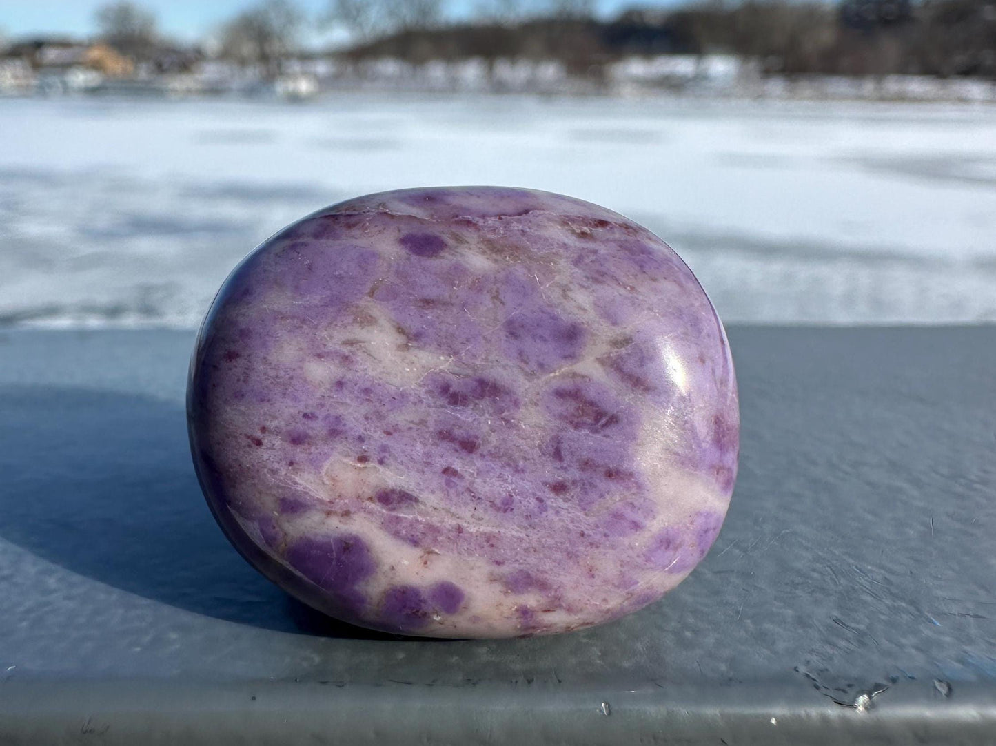 Rare Natural Lavender Jade Palm Stone from Turkey
