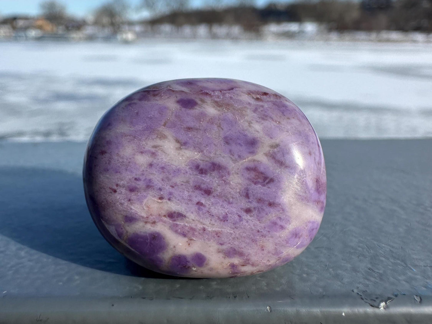 Rare Natural Lavender Jade Palm Stone from Turkey