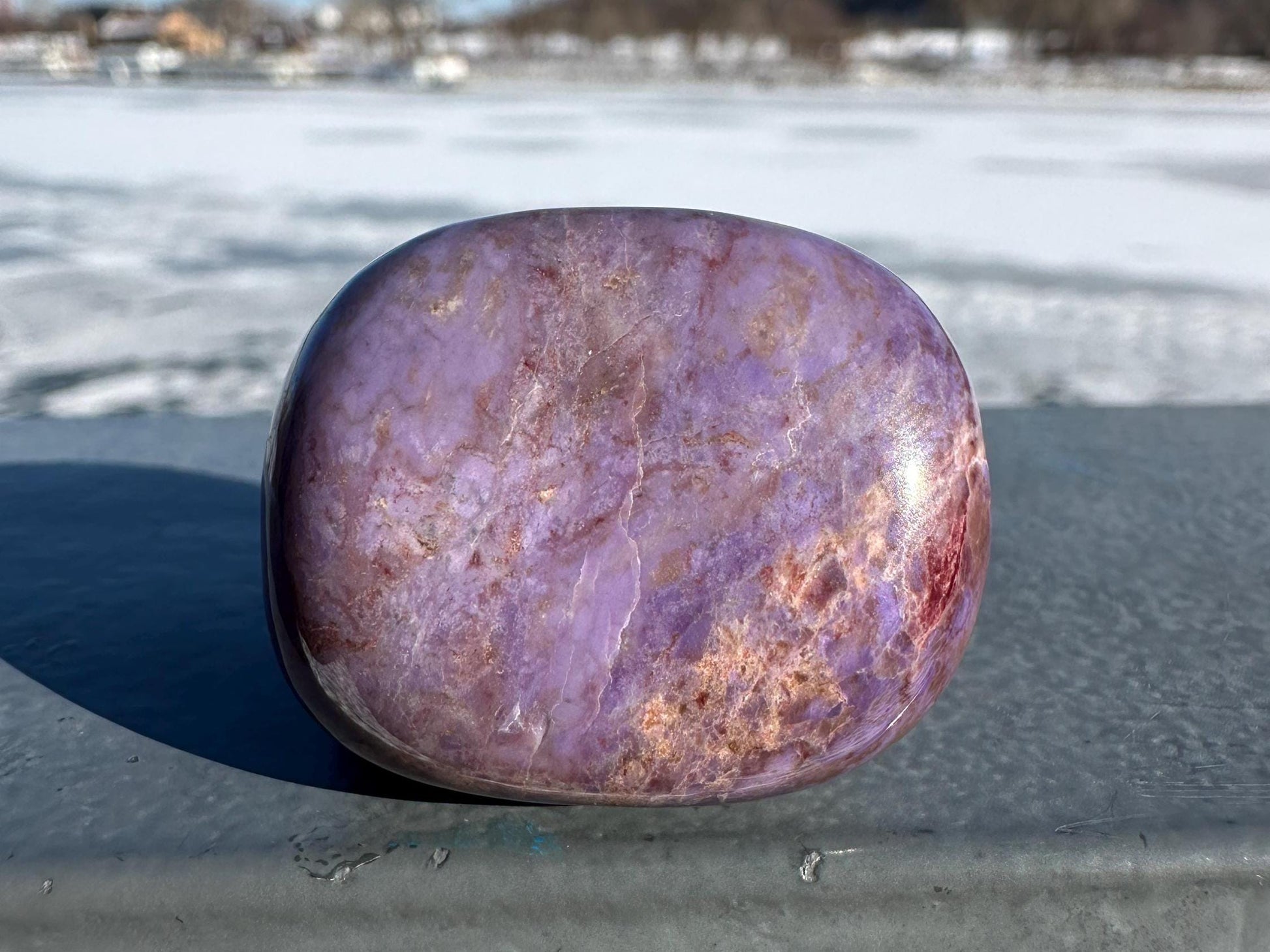 Rare Natural Lavender Jade Palm Stone from Turkey
