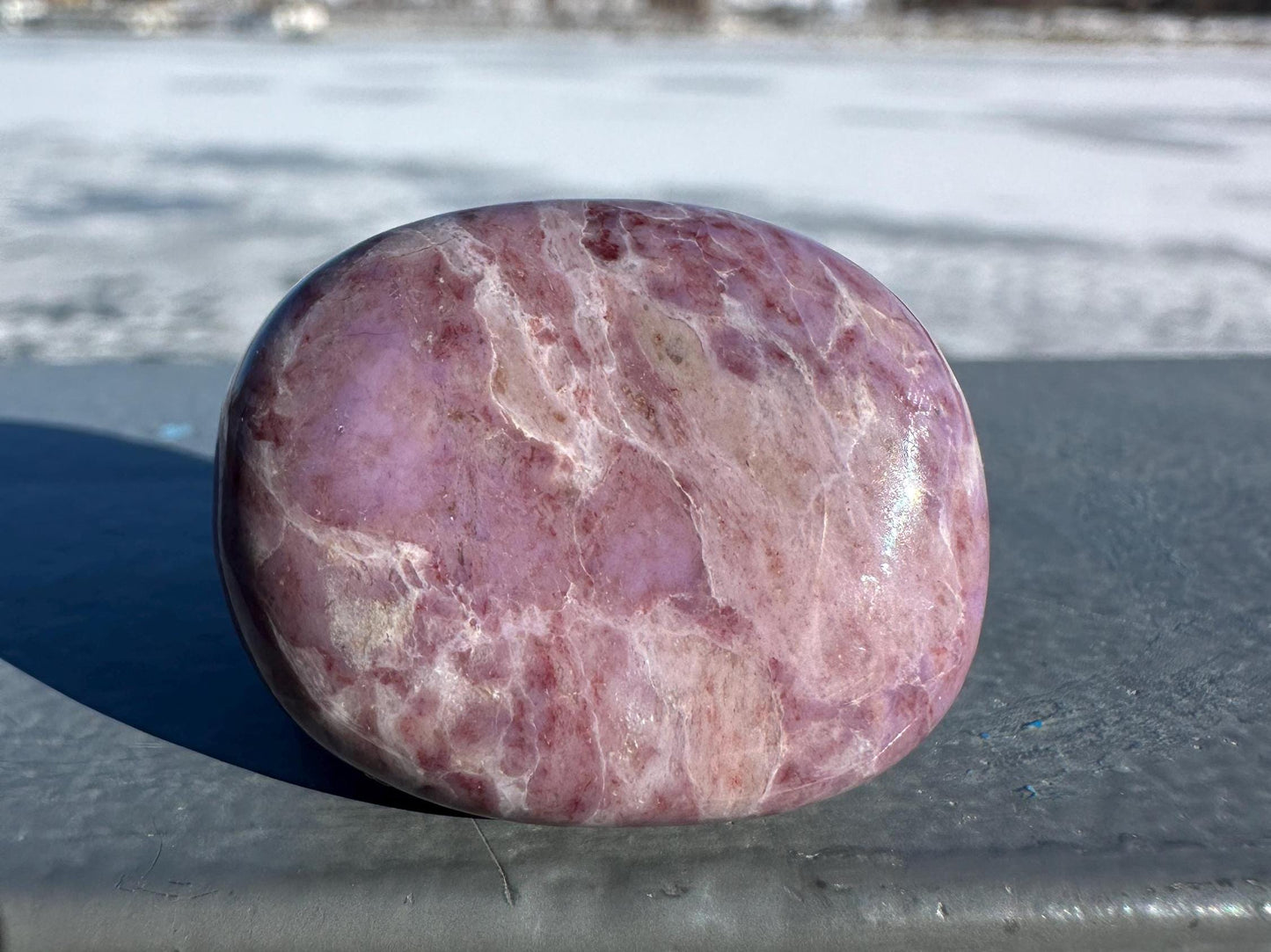 Rare Natural Lavender Jade Palm Stone from Turkey