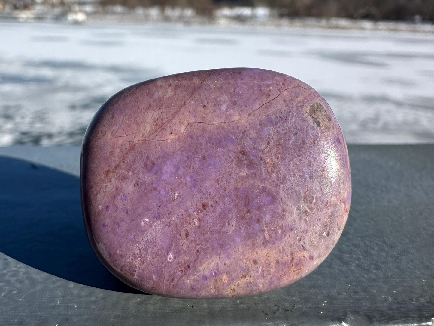 Rare Natural Lavender Jade Palm Stone from Turkey
