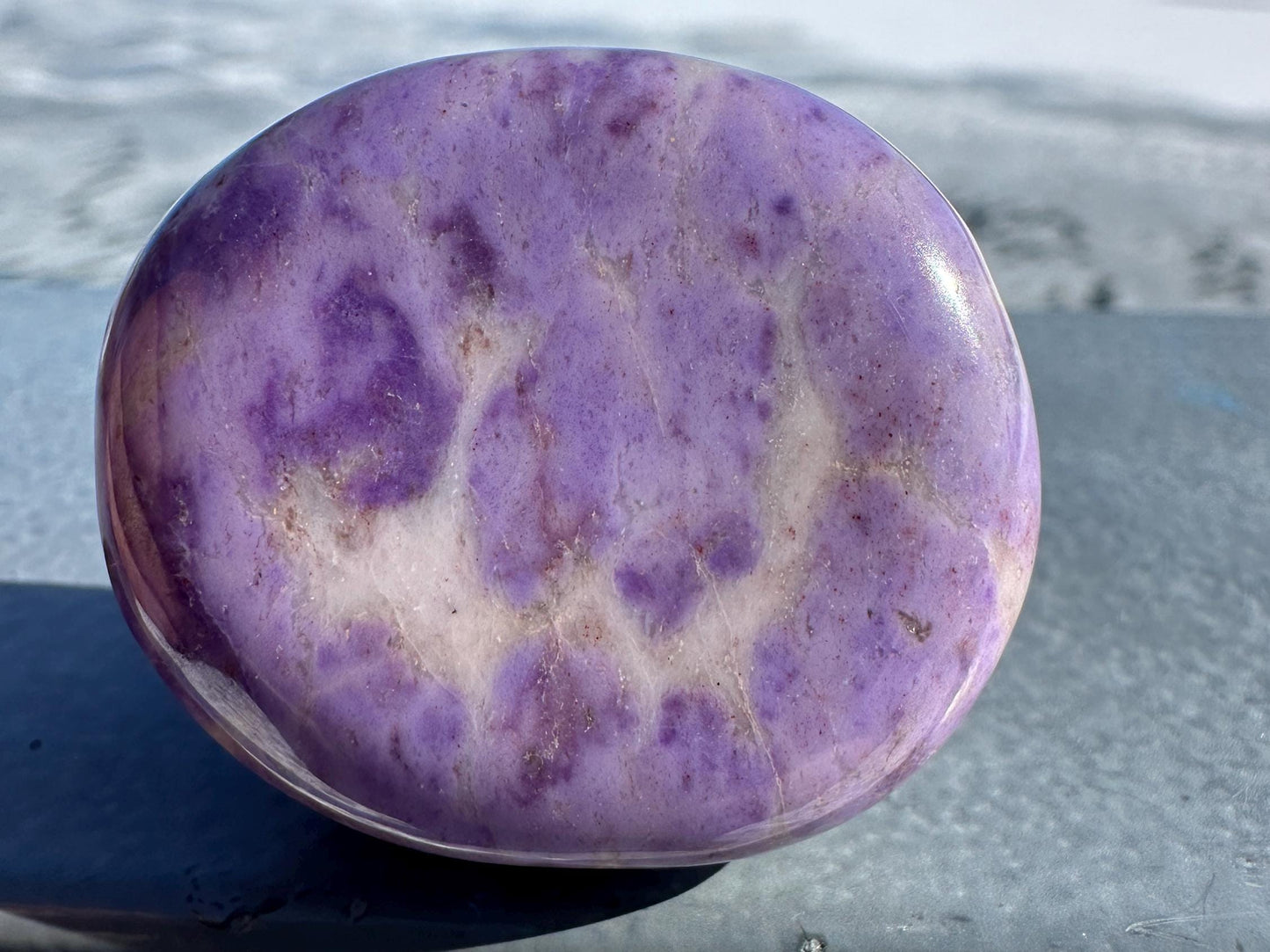 Rare Natural Lavender Jade Palm Stone from Turkey
