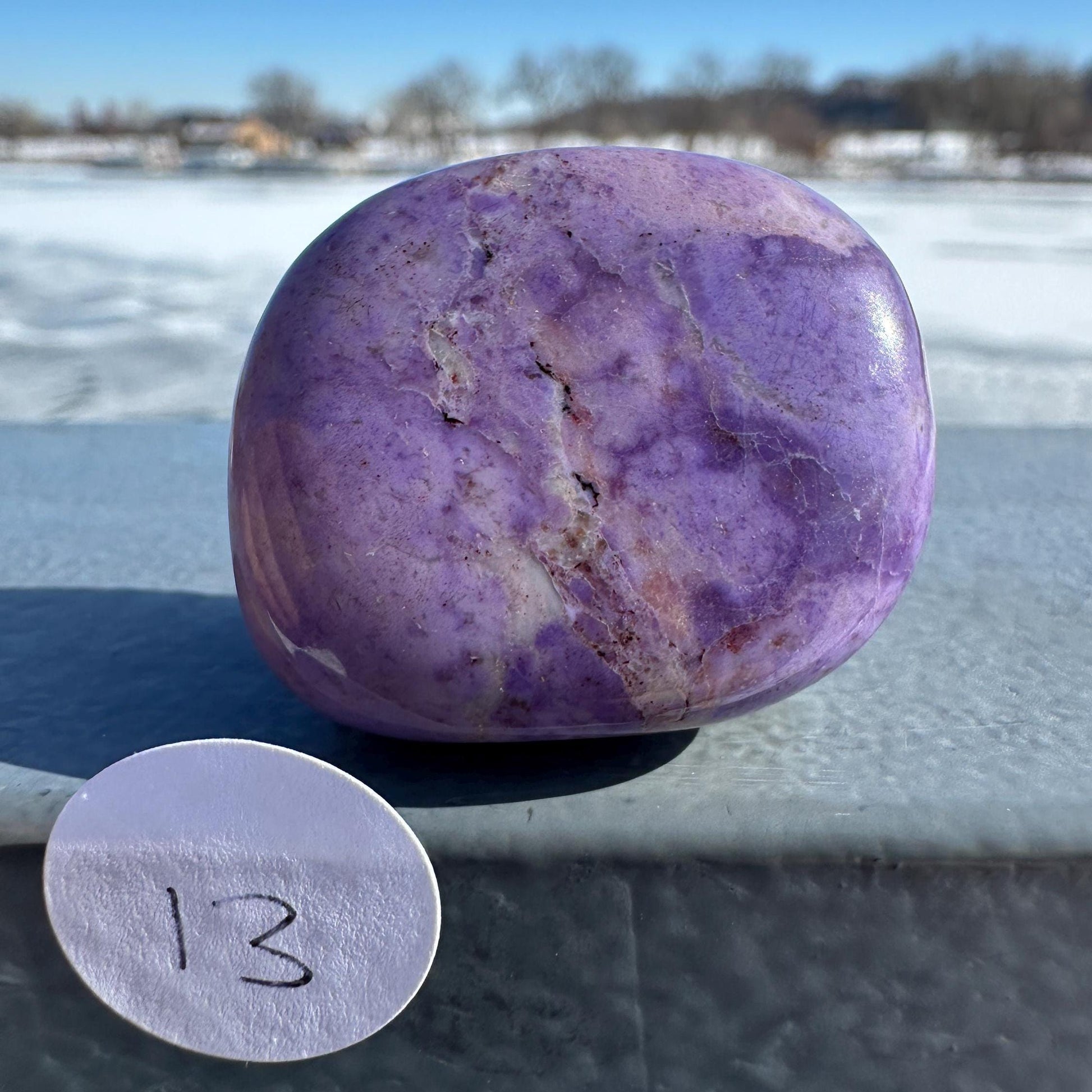 Rare Natural Lavender Jade Palm Stone from Turkey