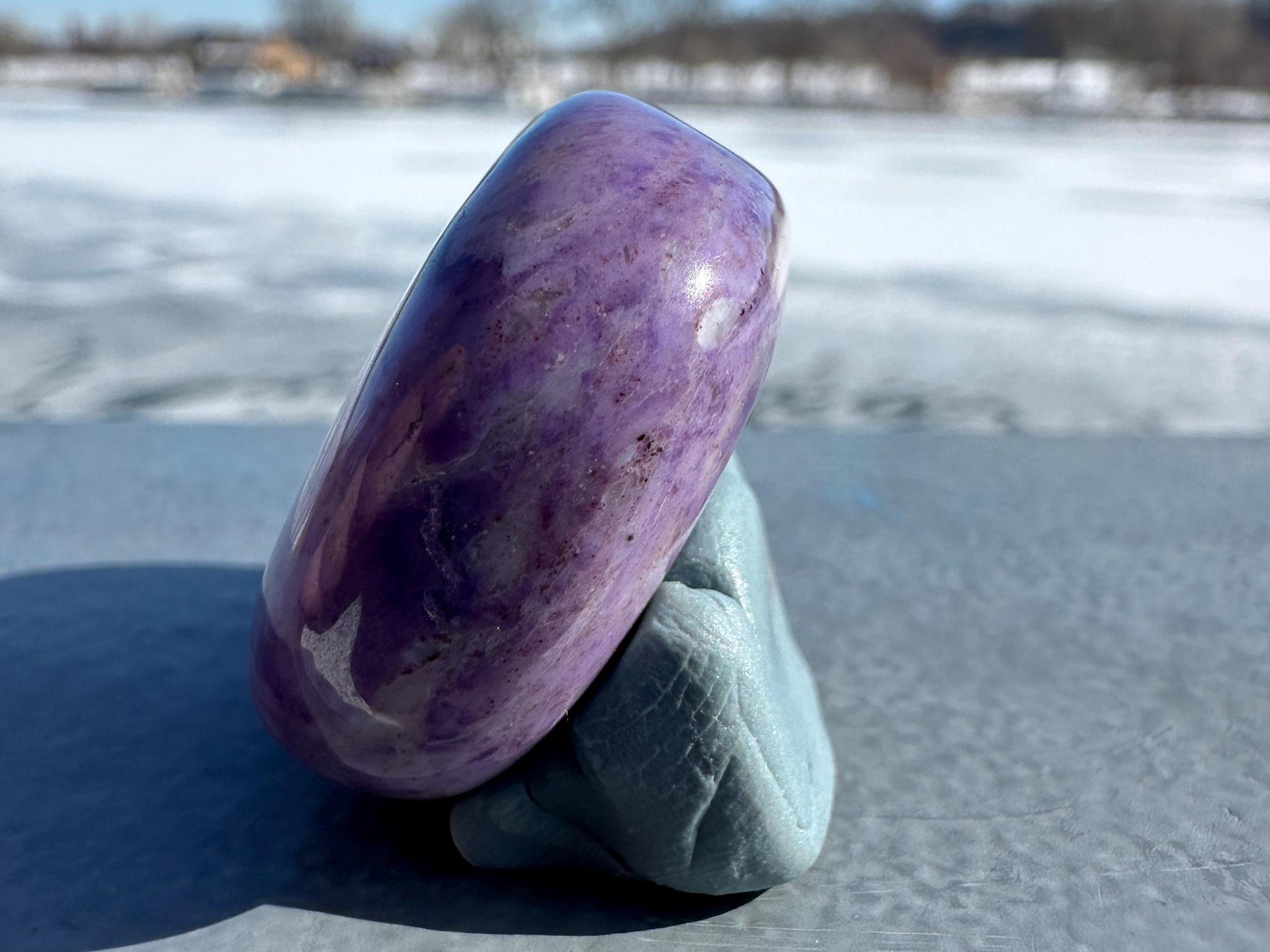 Rare Natural Lavender Jade Palm Stone from Turkey