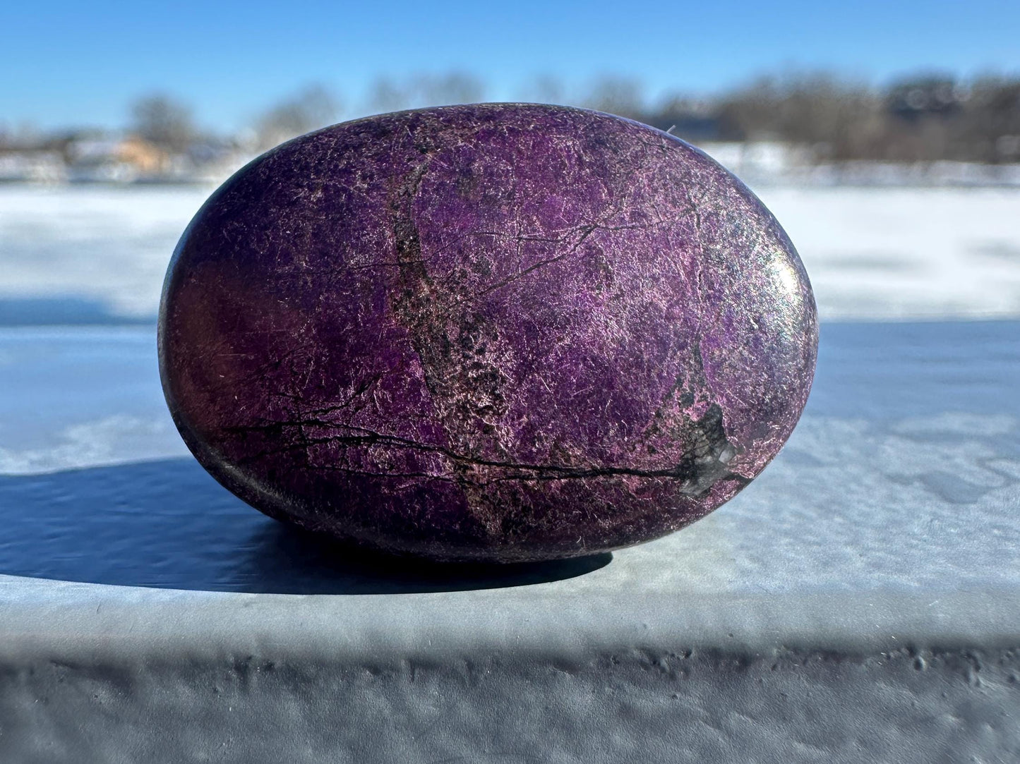Flashy Polished Purpurite Small Crystal Palm Stone | Home Decor Crystal