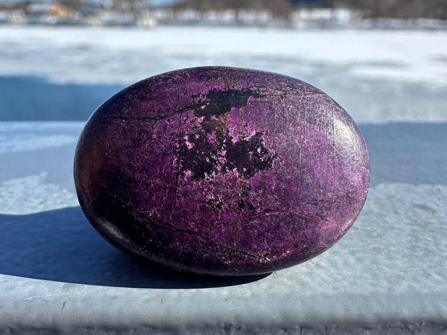 Flashy Polished Purpurite Small Crystal Palm Stone | Home Decor Crystal