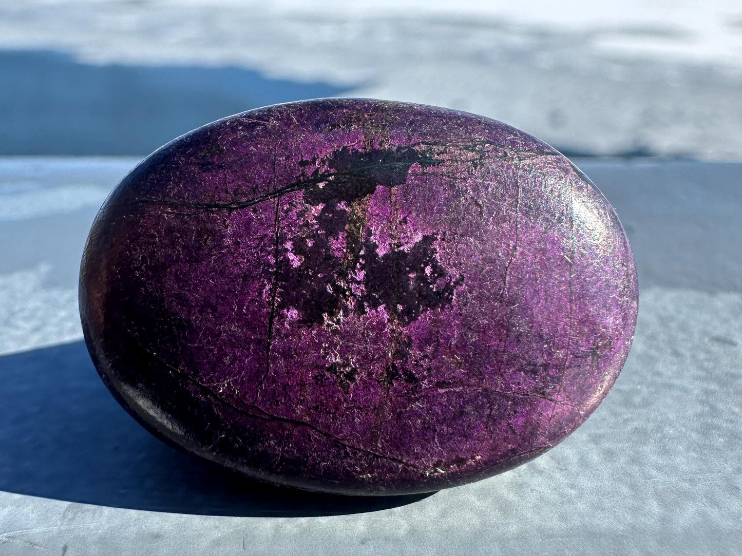 Flashy Polished Purpurite Small Crystal Palm Stone | Home Decor Crystal