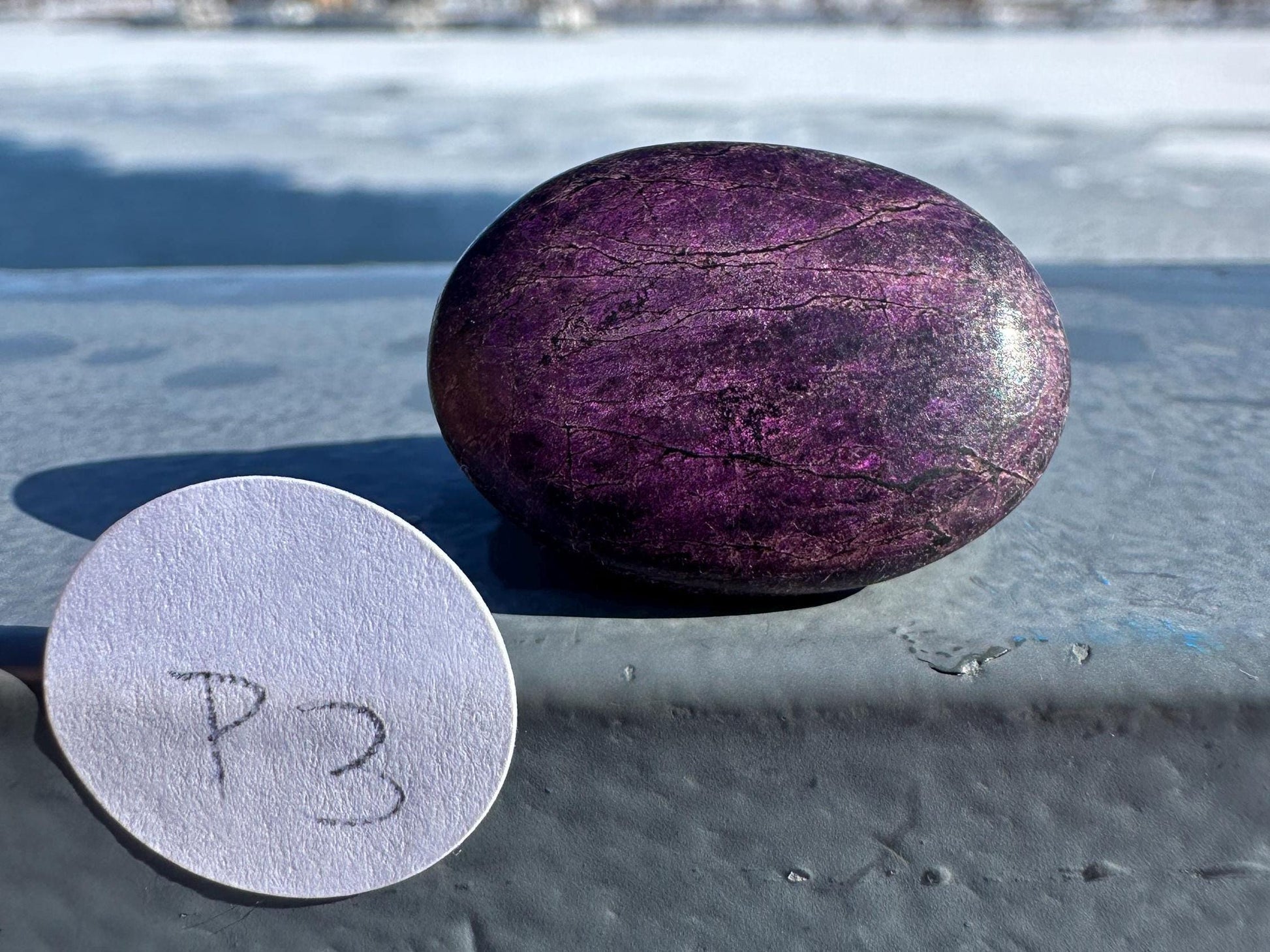 Flashy Polished Purpurite Small Crystal Palm Stone | Home Decor Crystal