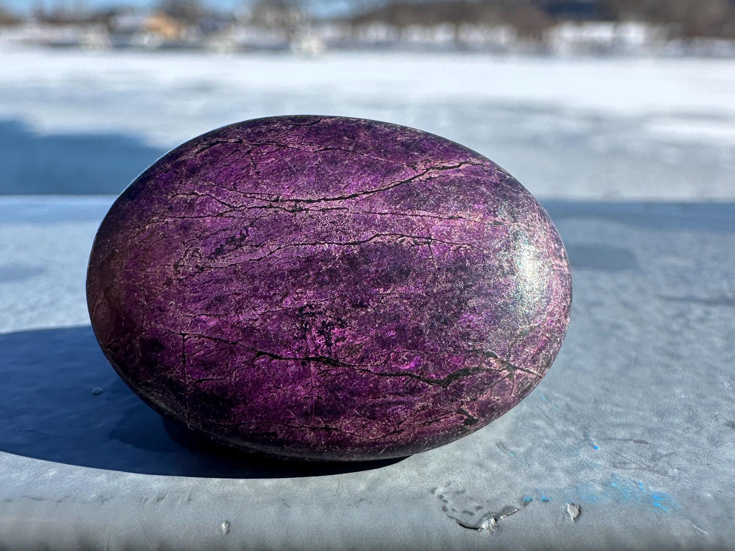 Flashy Polished Purpurite Small Crystal Palm Stone | Home Decor Crystal