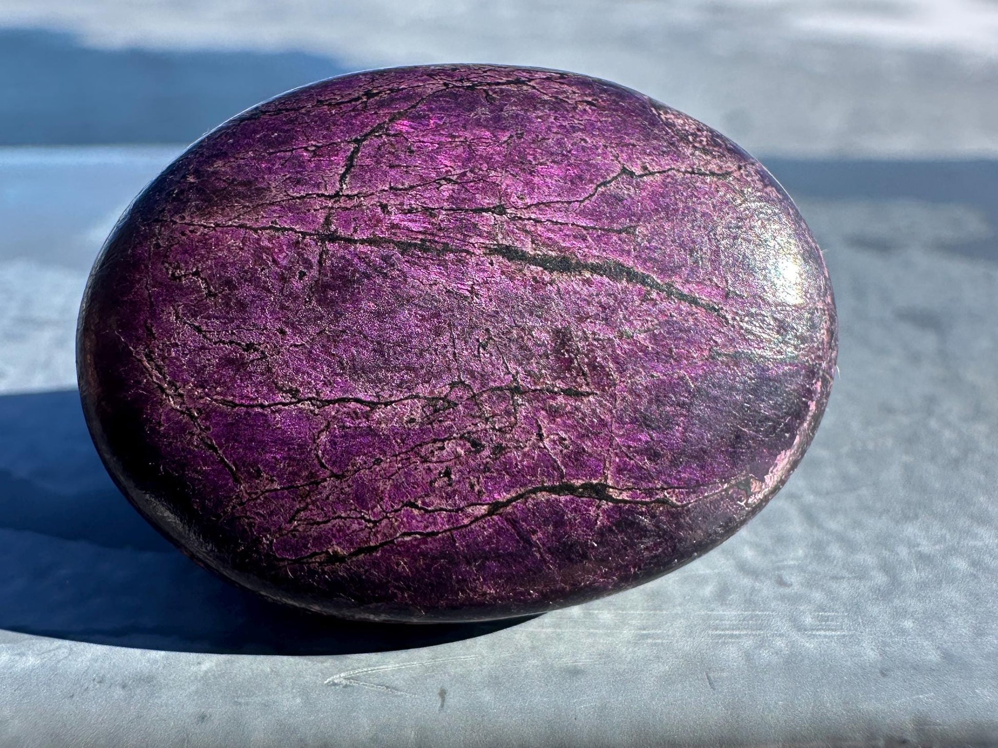 Flashy Polished Purpurite Small Crystal Palm Stone | Home Decor Crystal