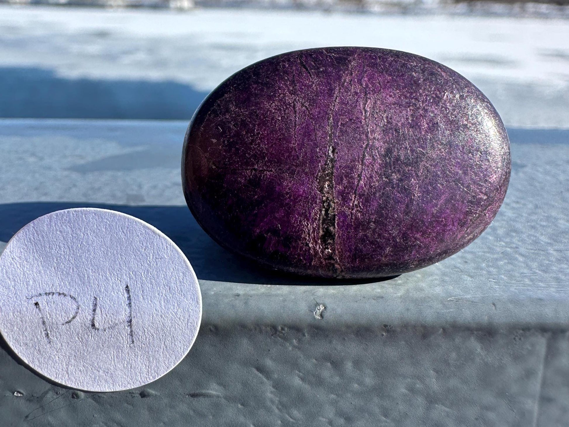 Flashy Polished Purpurite Small Crystal Palm Stone | Home Decor Crystal