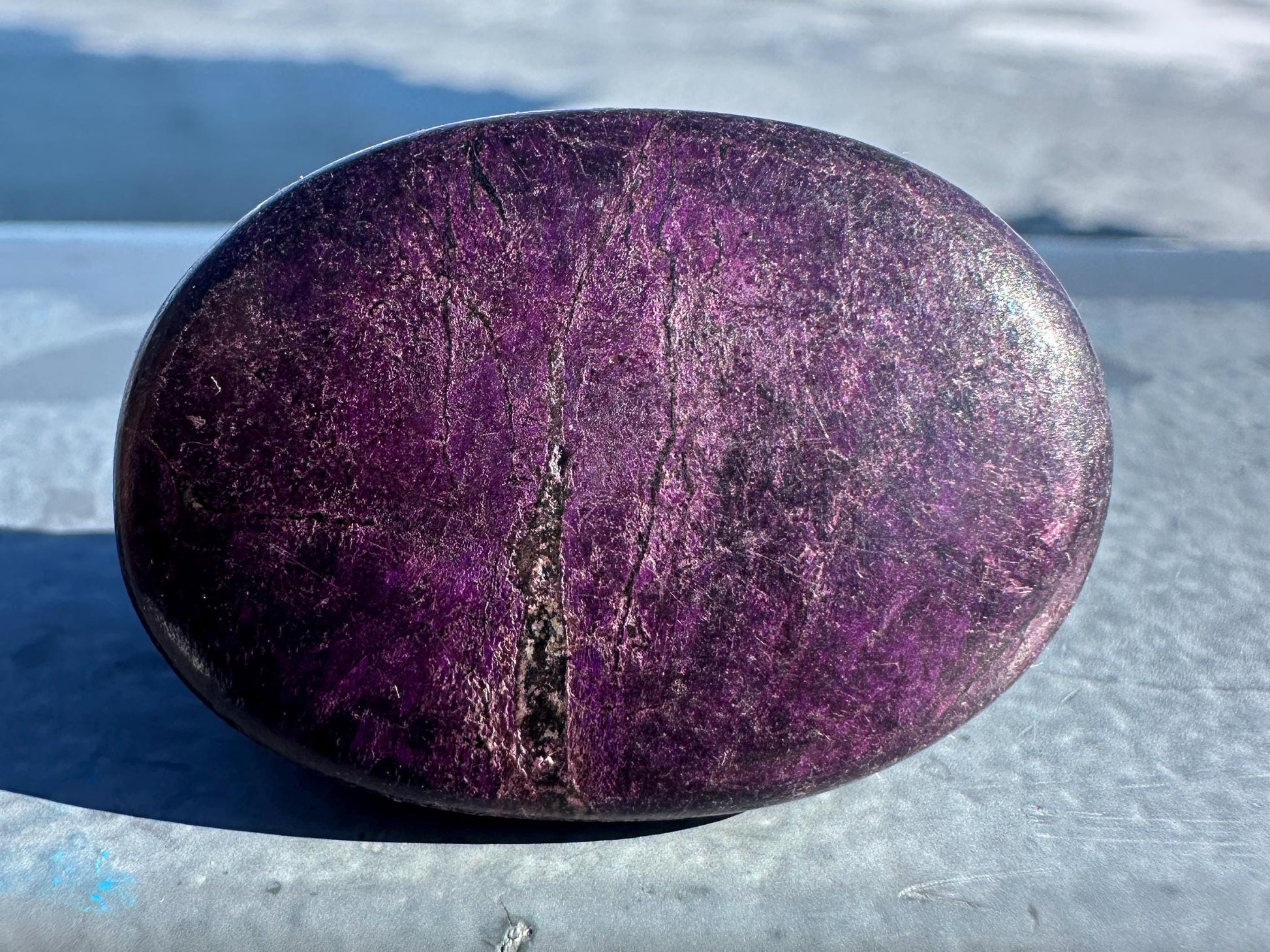 Flashy Polished Purpurite Small Crystal Palm Stone | Home Decor Crystal
