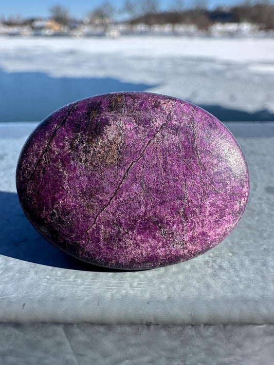 Flashy Polished Purpurite Small Crystal Palm Stone | Home Decor Crystal