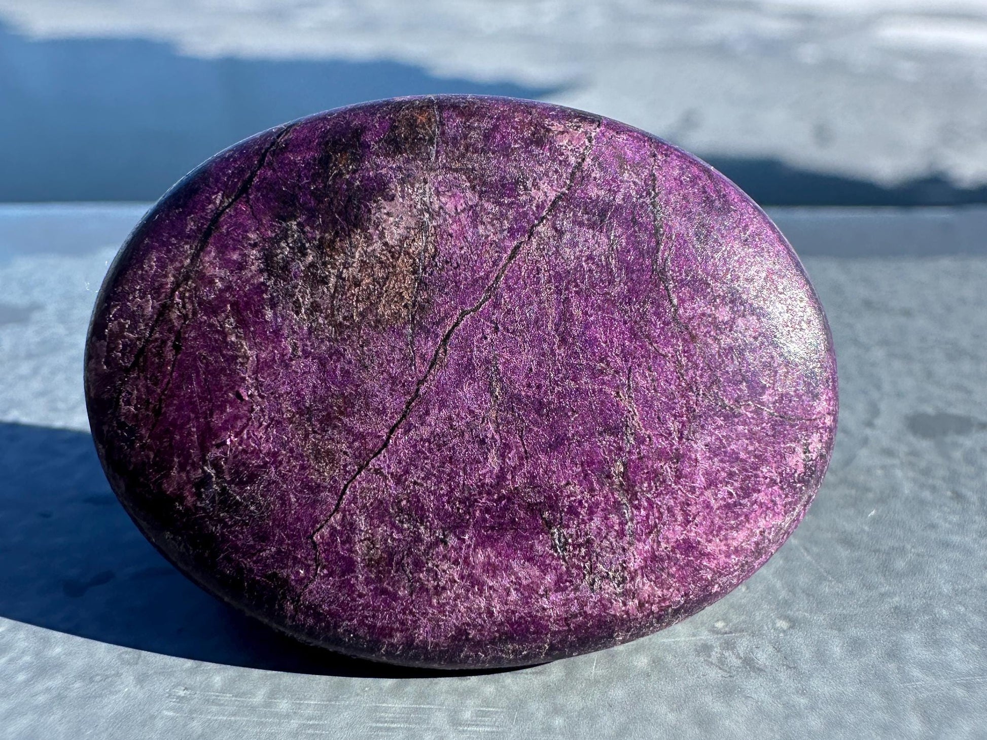 Flashy Polished Purpurite Small Crystal Palm Stone | Home Decor Crystal