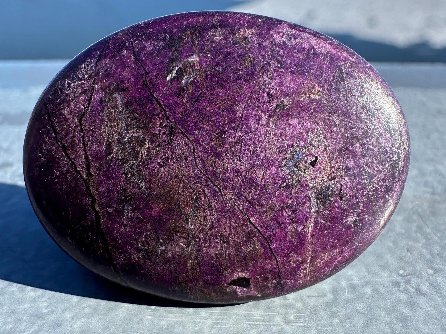 Flashy Polished Purpurite Small Crystal Palm Stone | Home Decor Crystal
