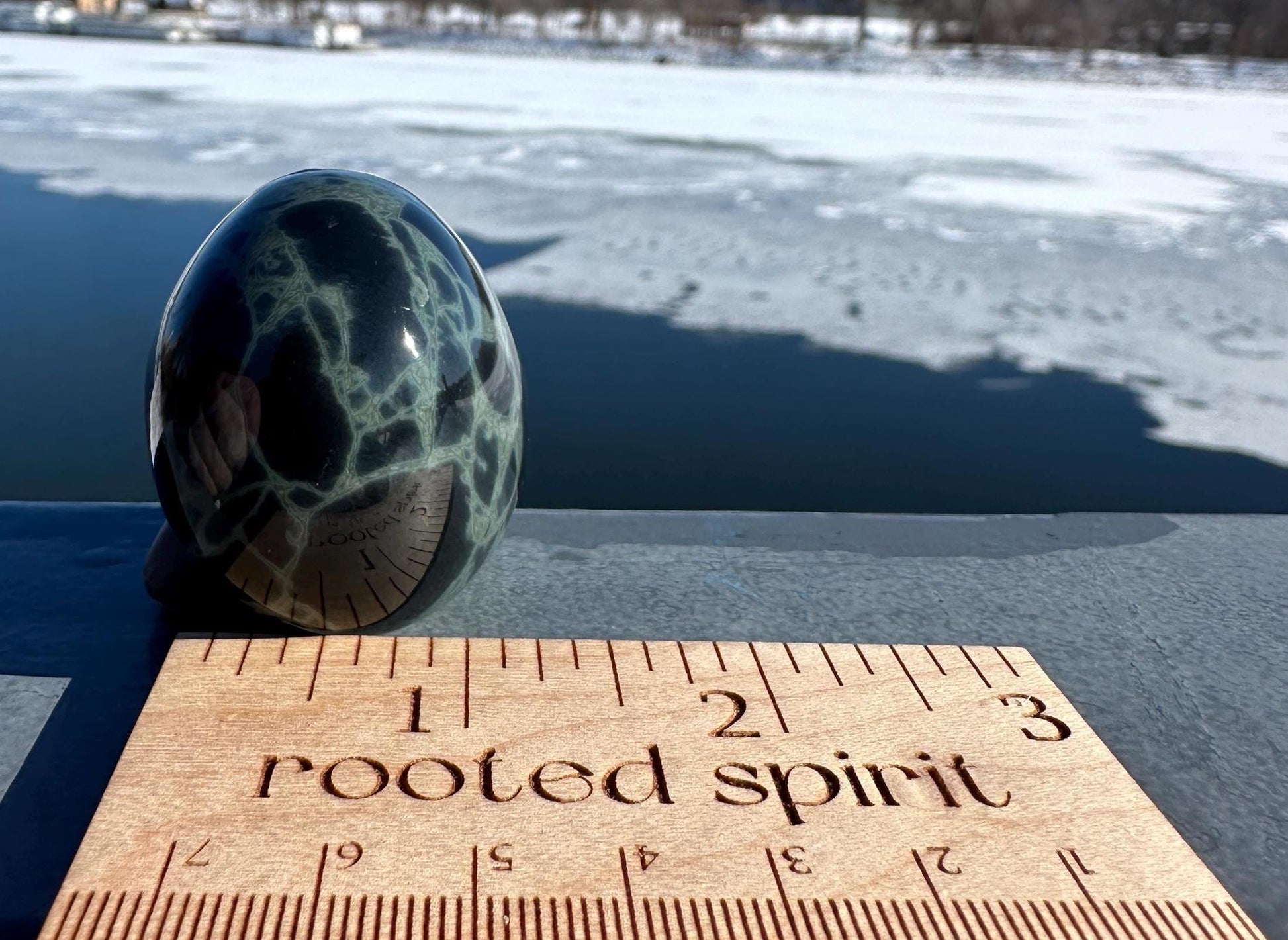 Spider Web Obsidian Palm Stone from Mexico