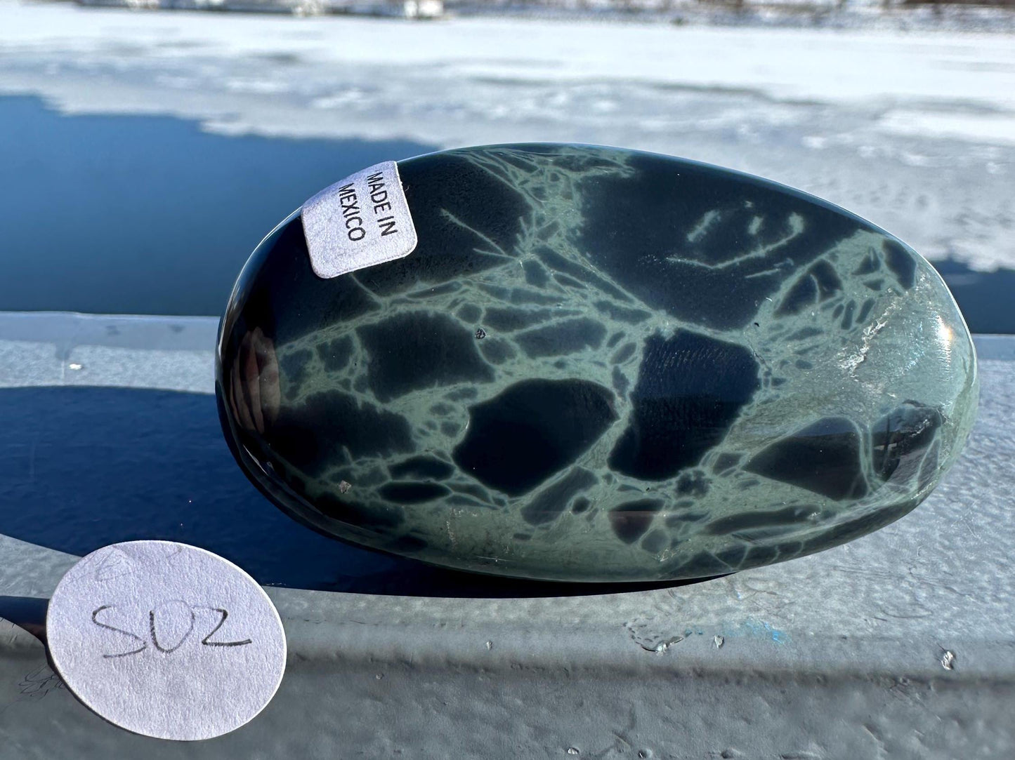 Spider Web Obsidian Palm Stone from Mexico