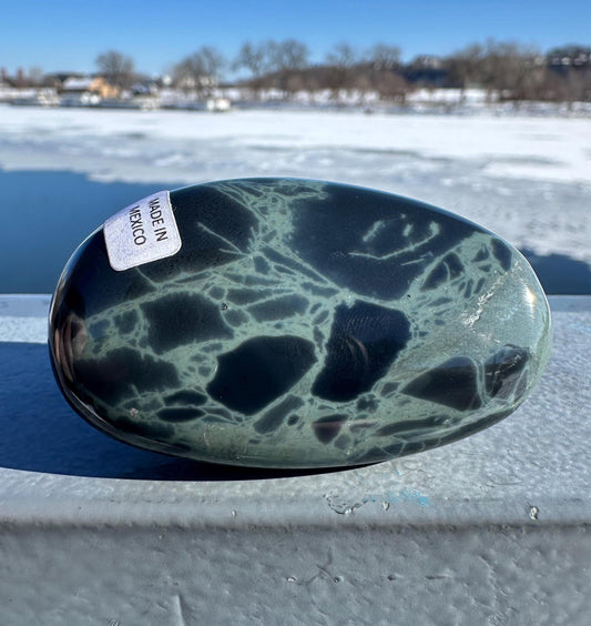Spider Web Obsidian Palm Stone from Mexico