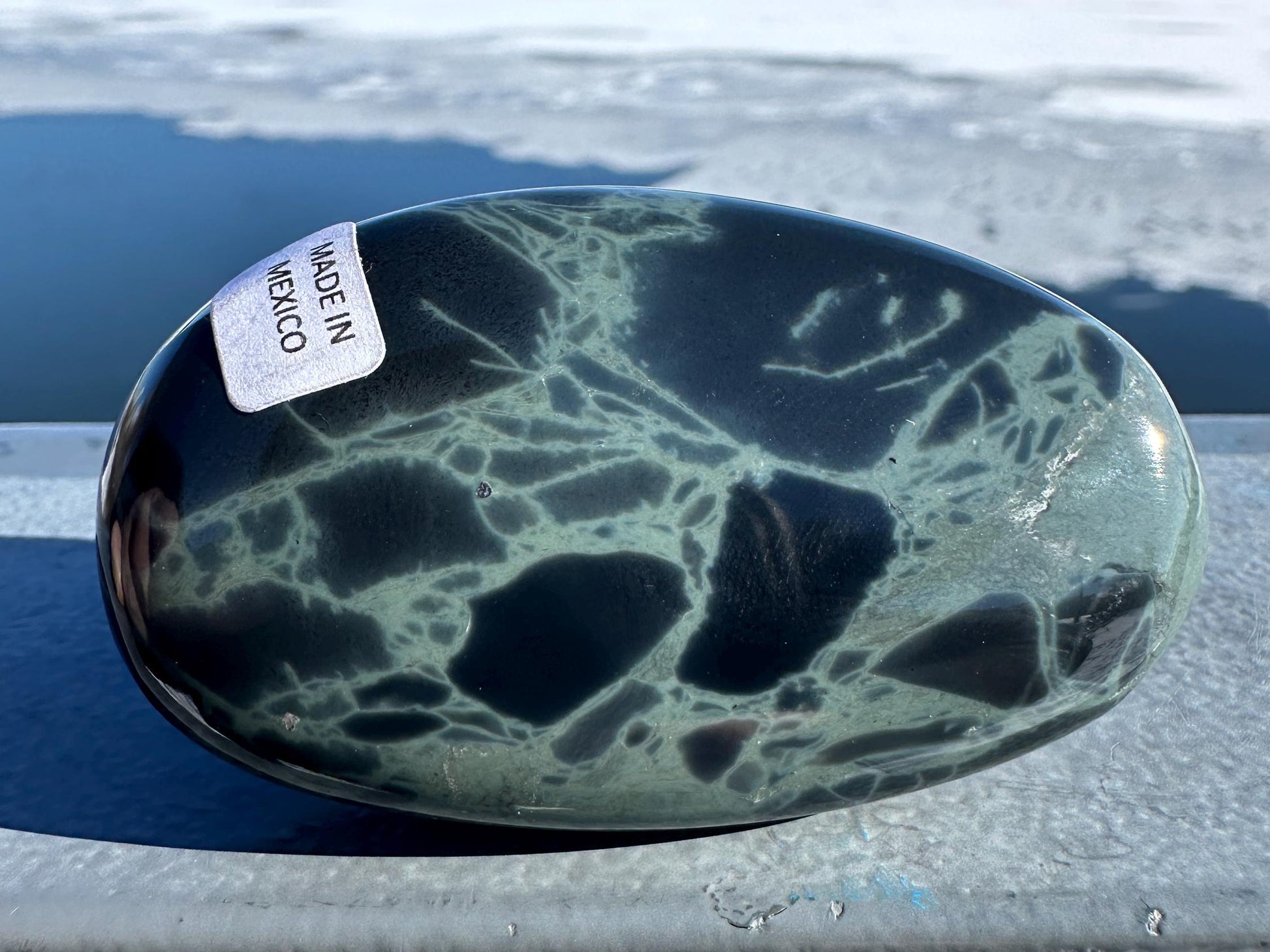 Spider Web Obsidian Palm Stone from Mexico