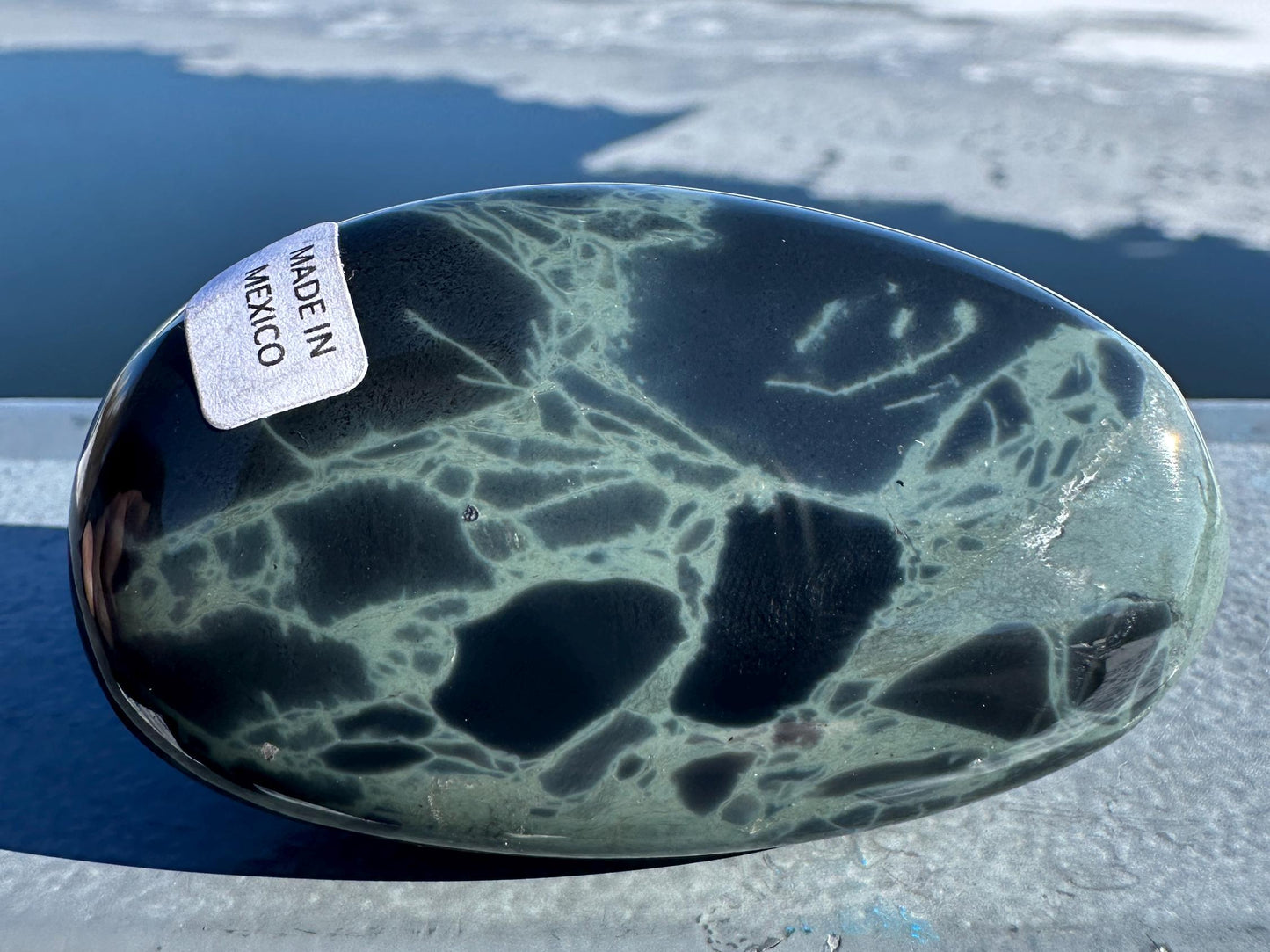 Spider Web Obsidian Palm Stone from Mexico