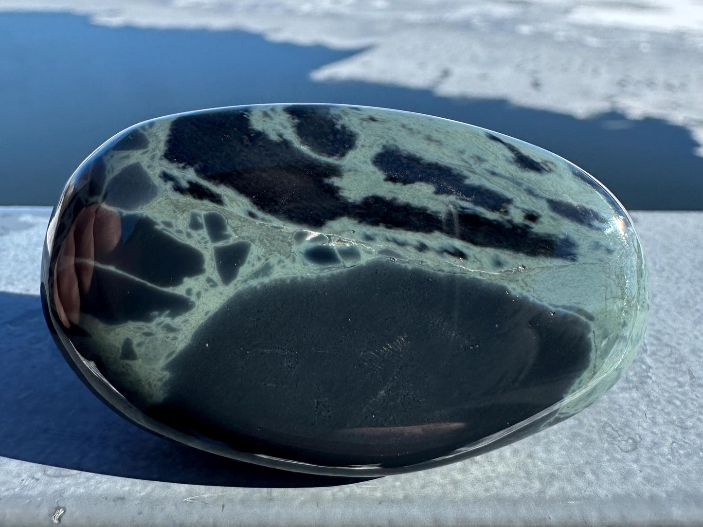 Spider Web Obsidian Palm Stone from Mexico