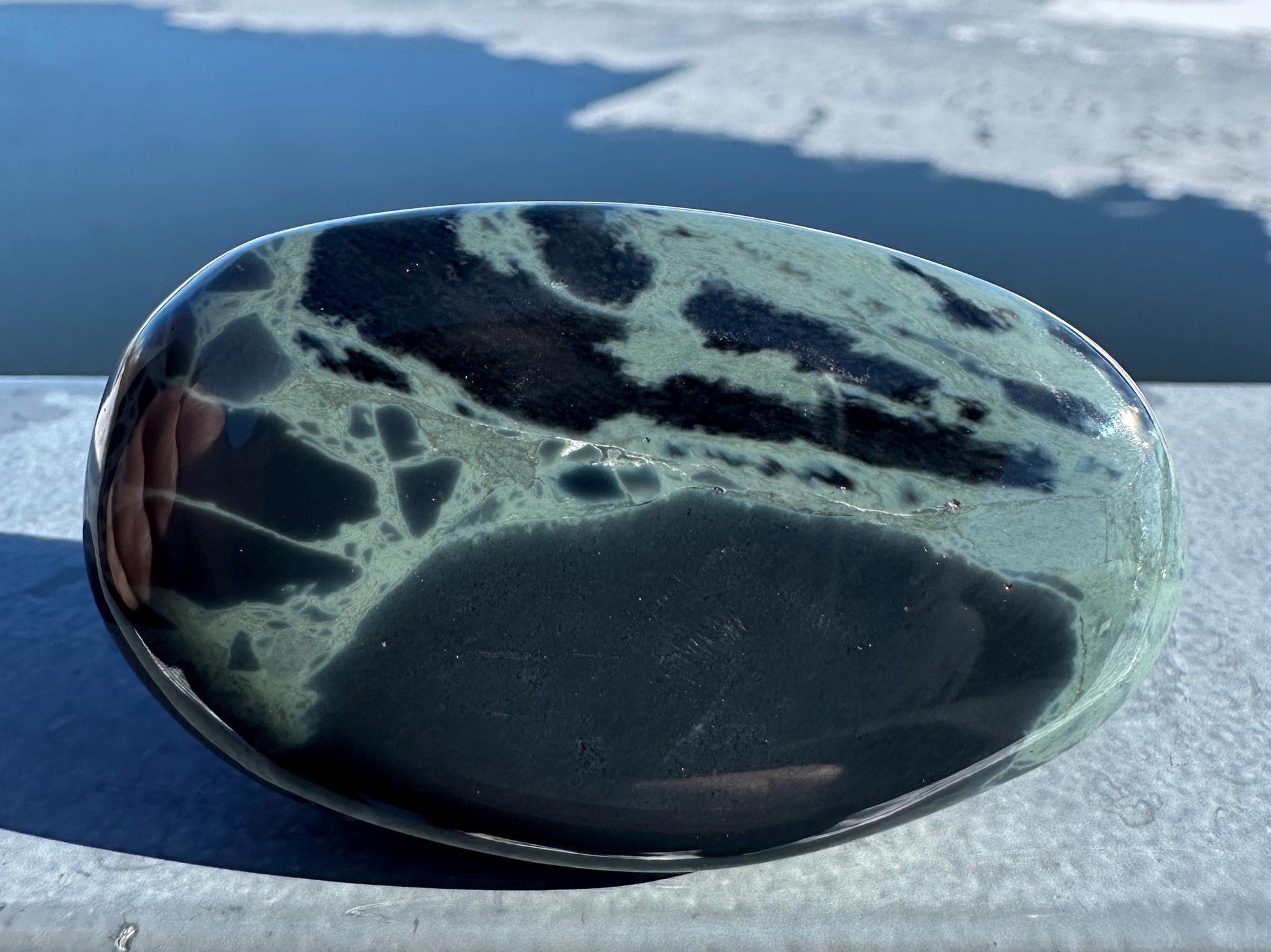 Spider Web Obsidian Palm Stone from Mexico