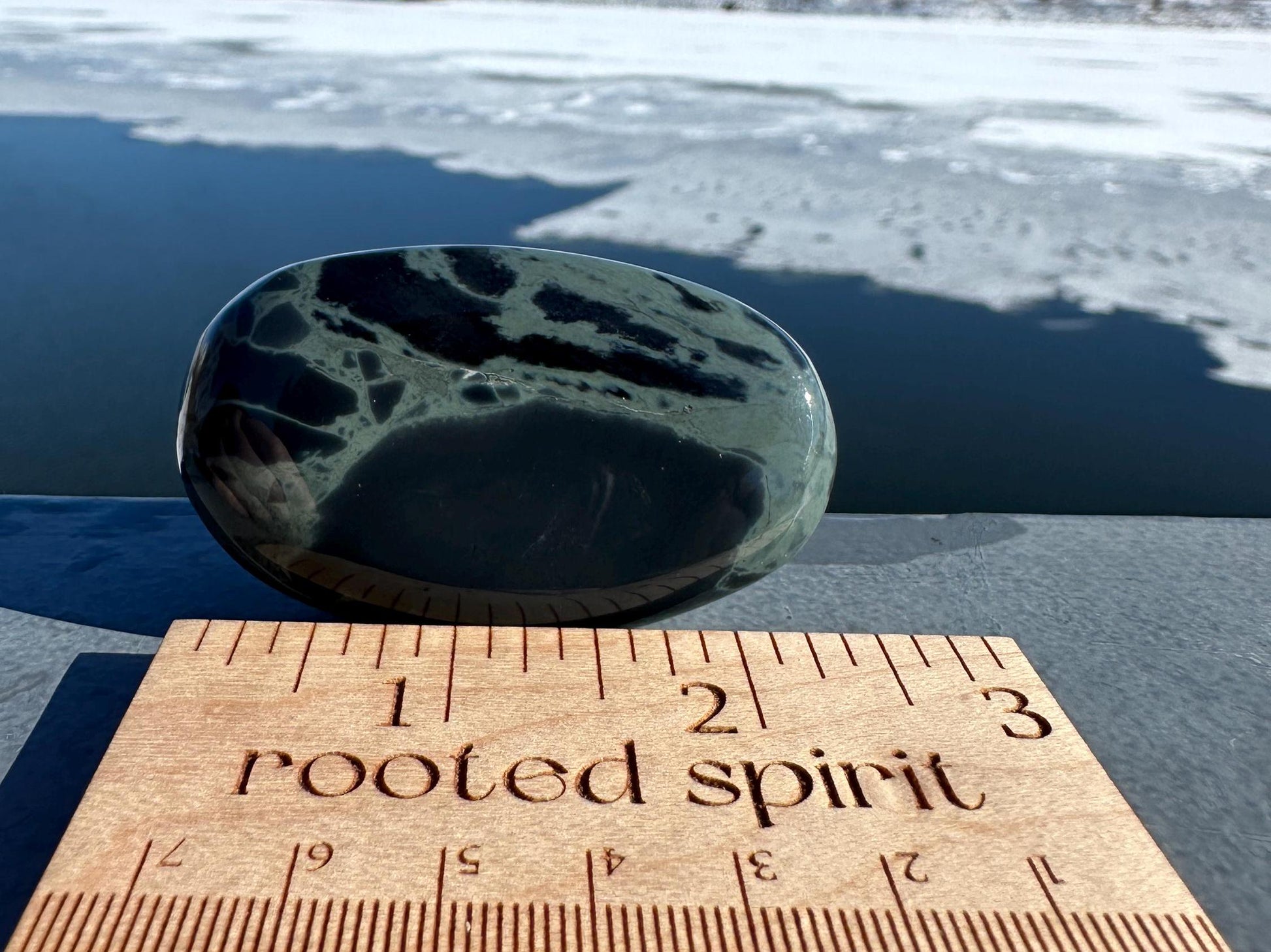 Spider Web Obsidian Palm Stone from Mexico