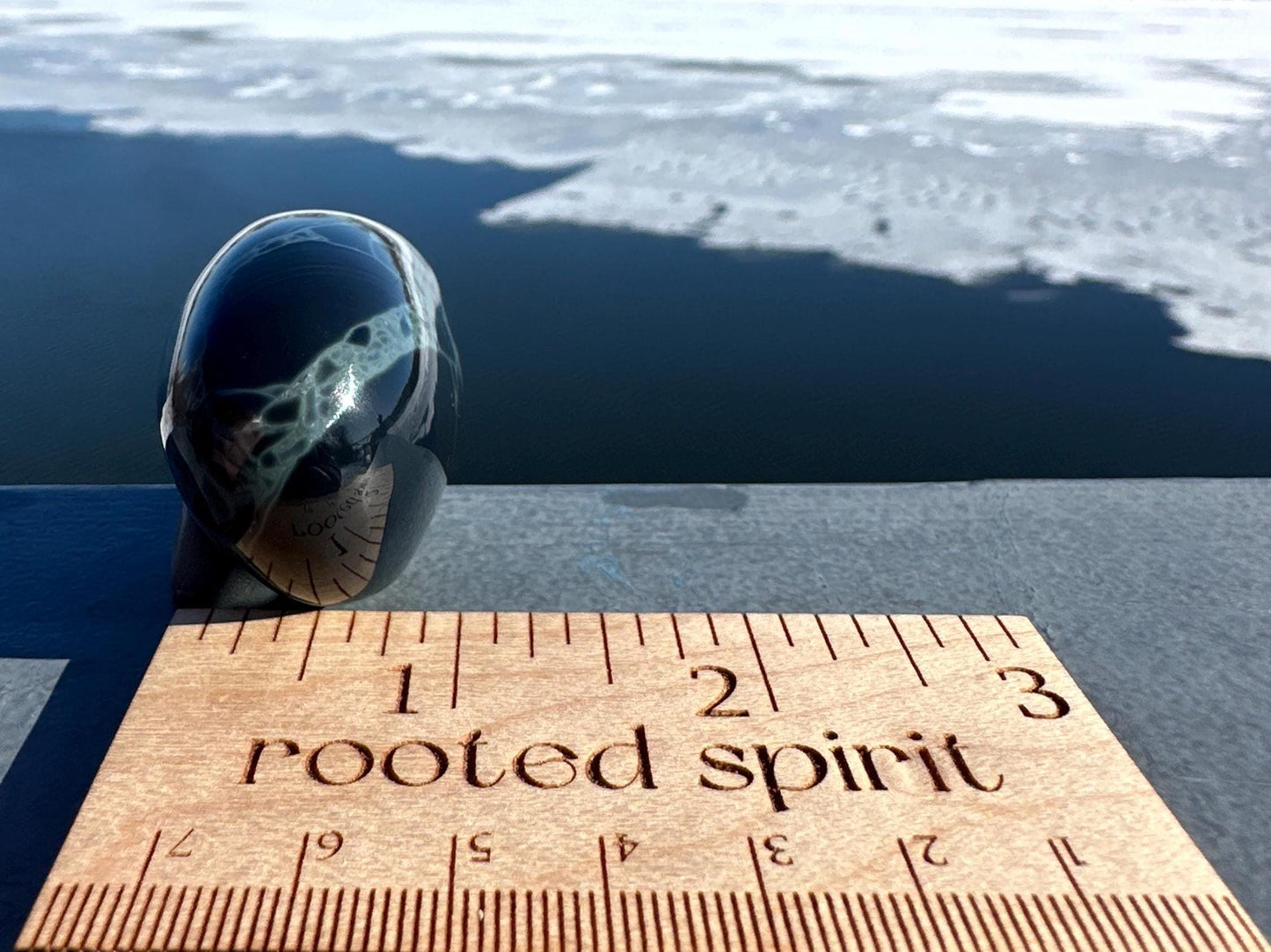 Spider Web Obsidian Palm Stone from Mexico