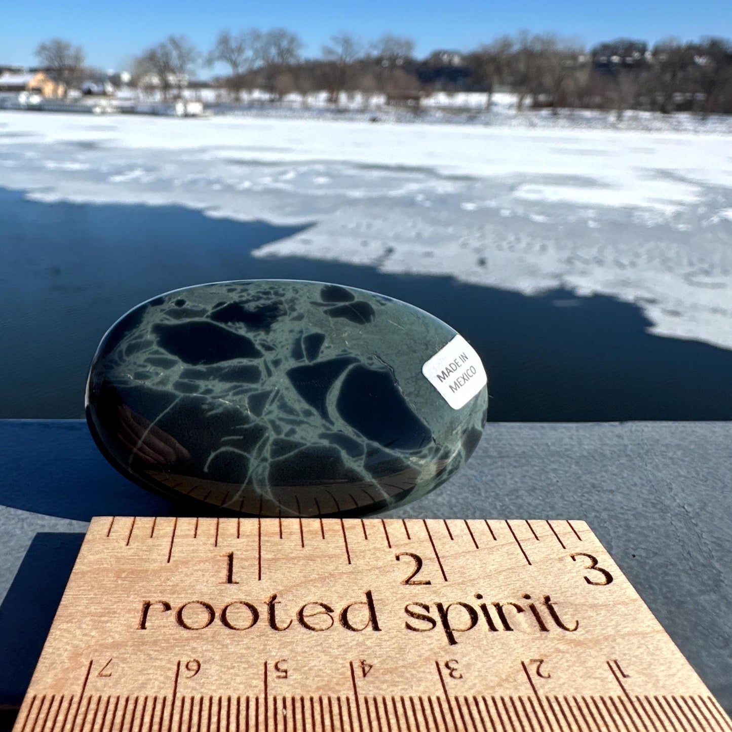 Spider Web Obsidian Palm Stone from Mexico