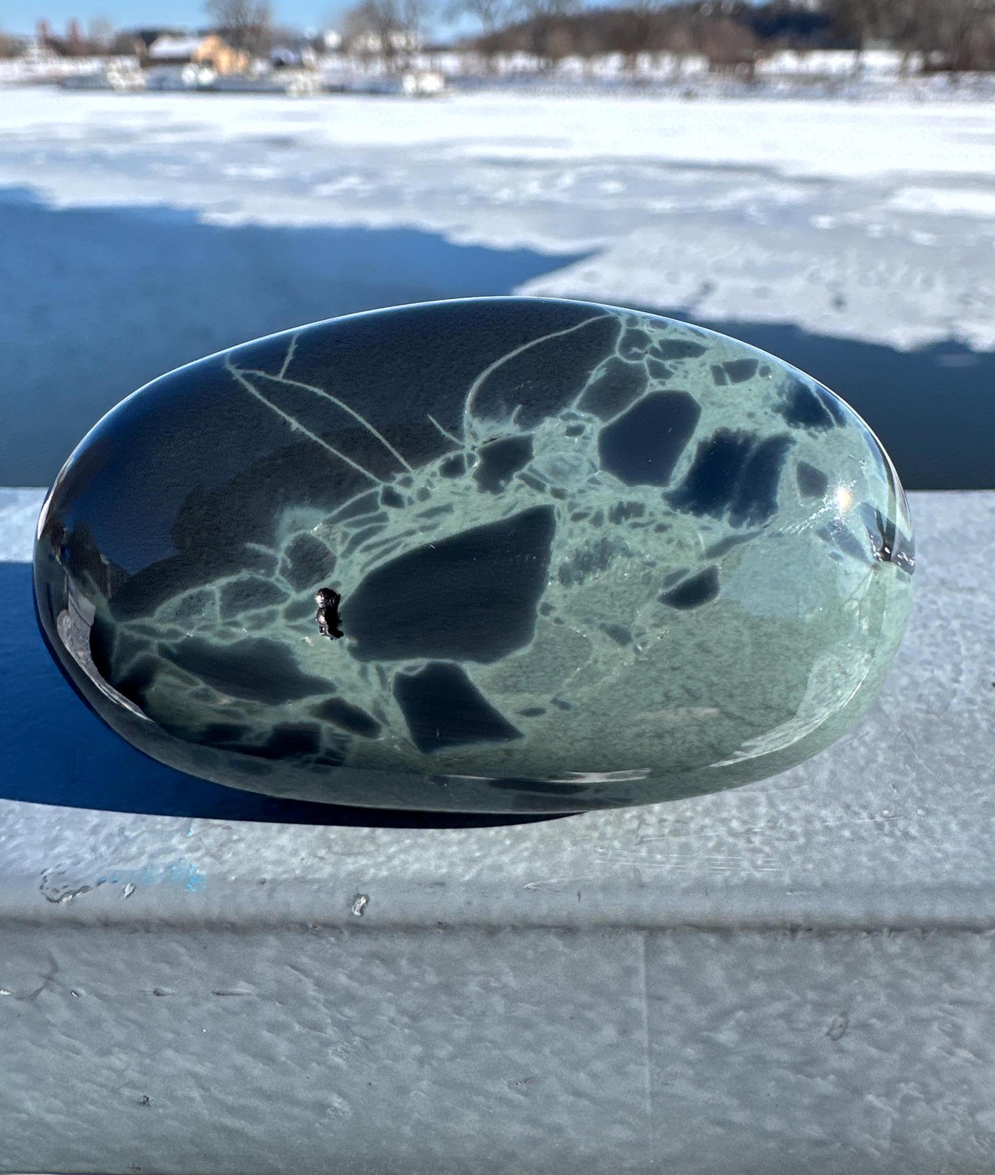 Spider Web Obsidian Palm Stone from Mexico
