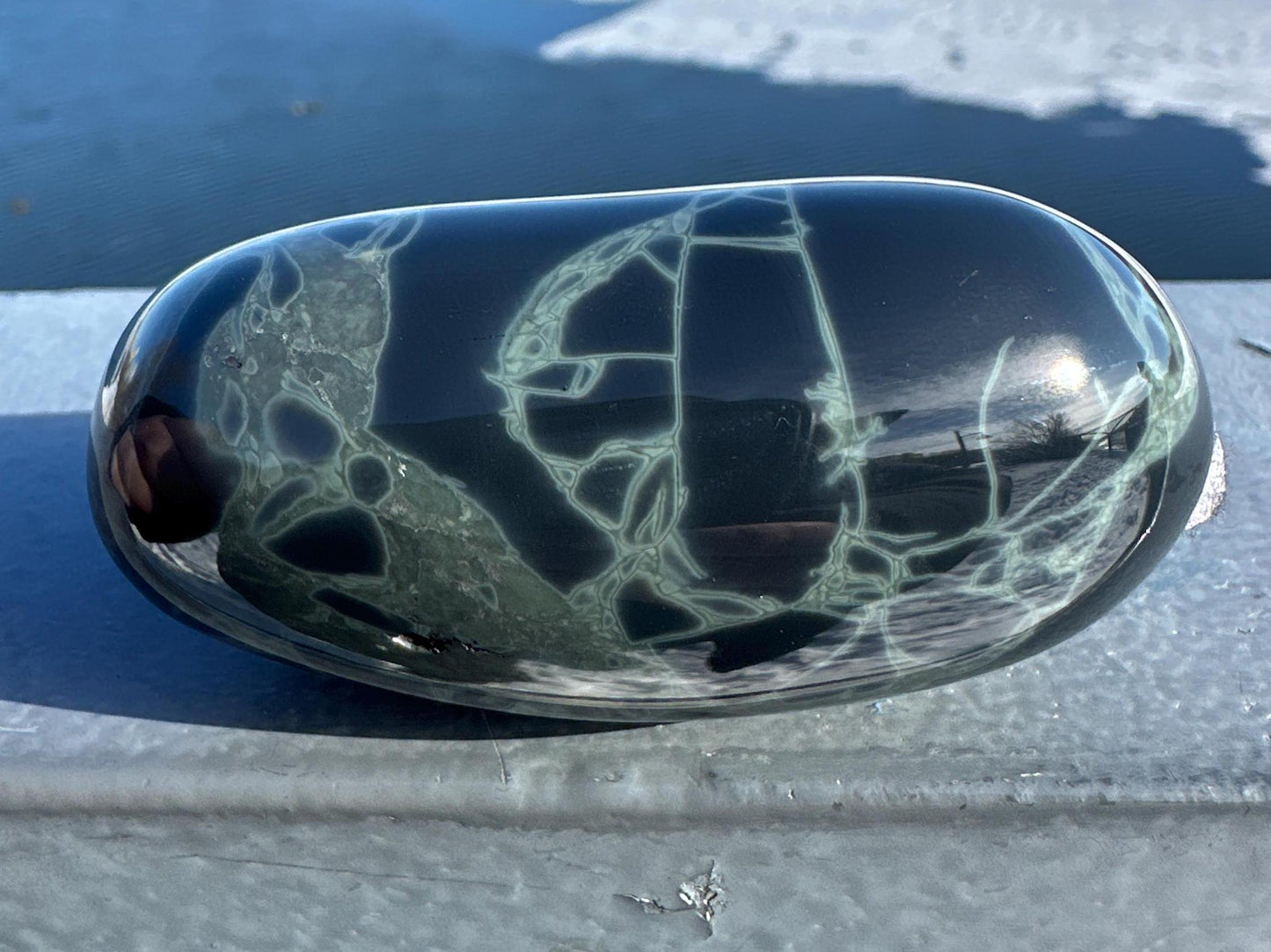 Spider Web Obsidian Palm Stone from Mexico
