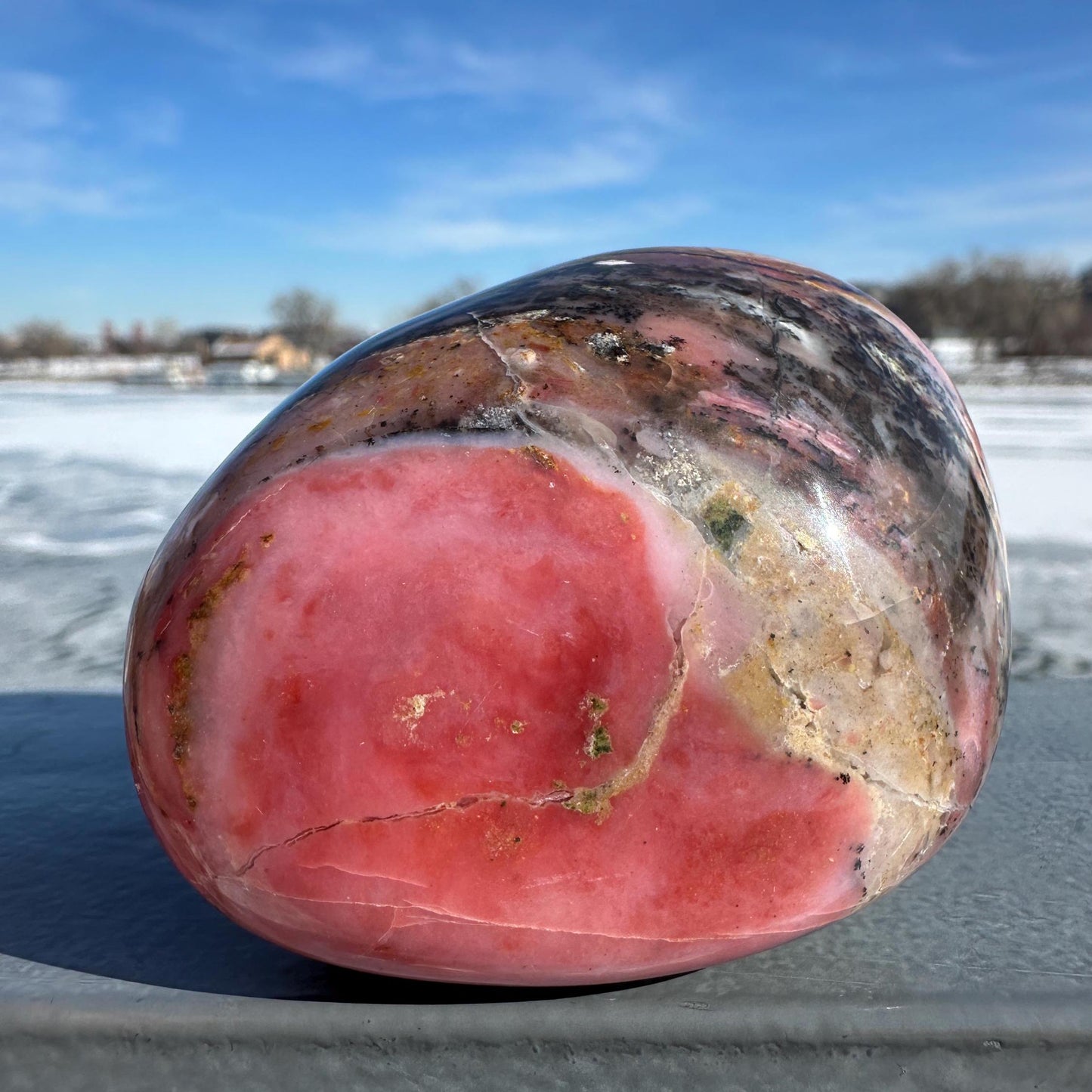 Gorgeous Natural Strawberry Opal Palm Stone