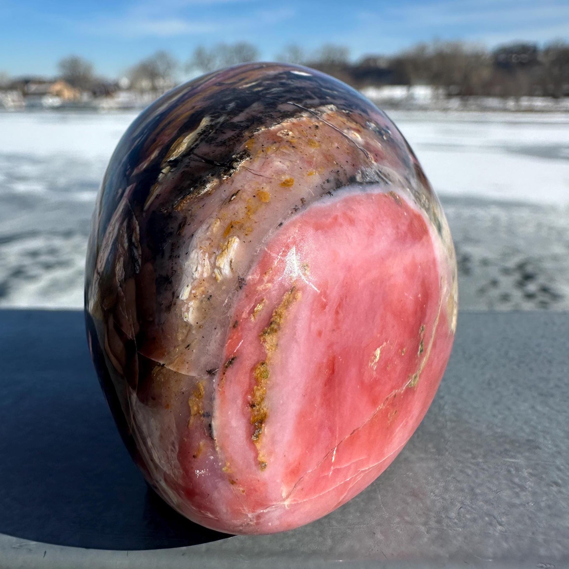 Gorgeous Natural Strawberry Opal Palm Stone