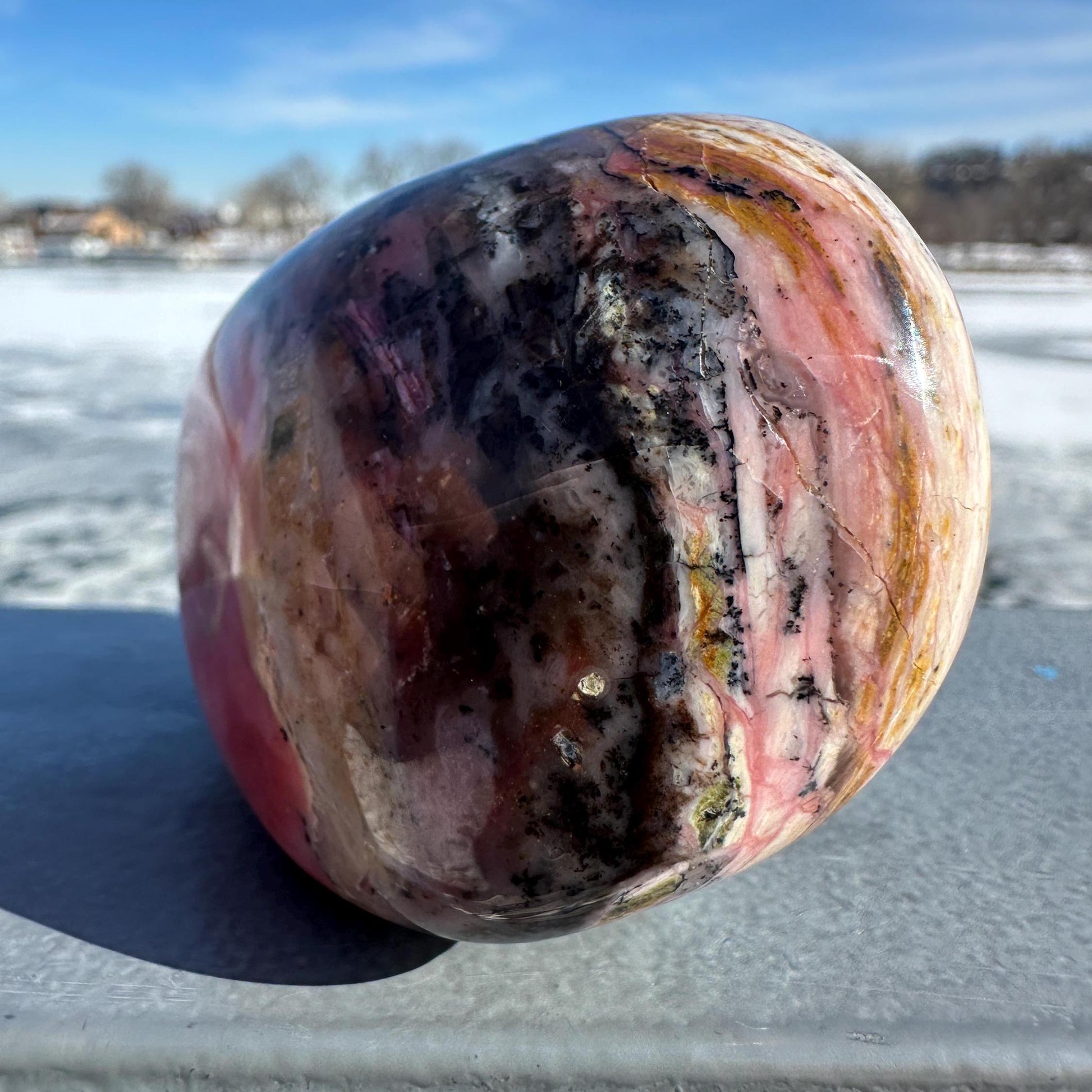 Gorgeous Natural Strawberry Opal Palm Stone