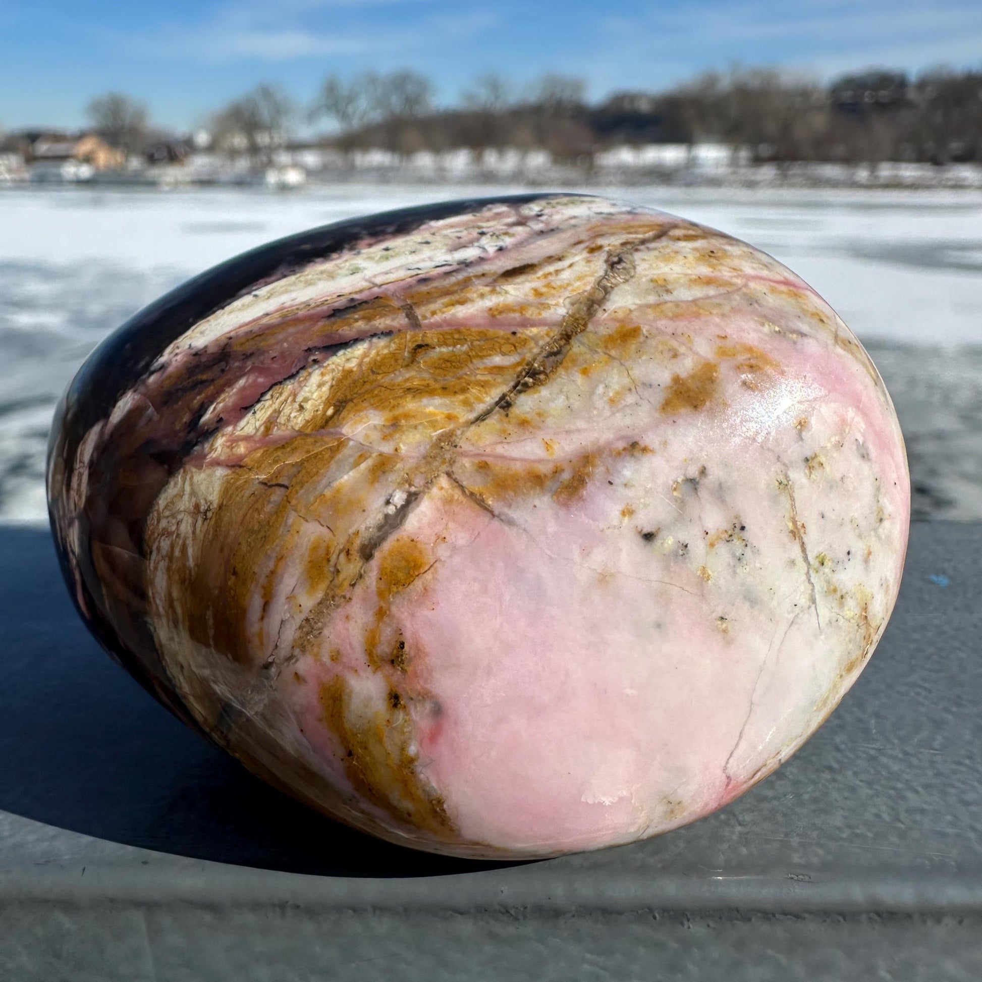 Gorgeous Natural Strawberry Opal Palm Stone