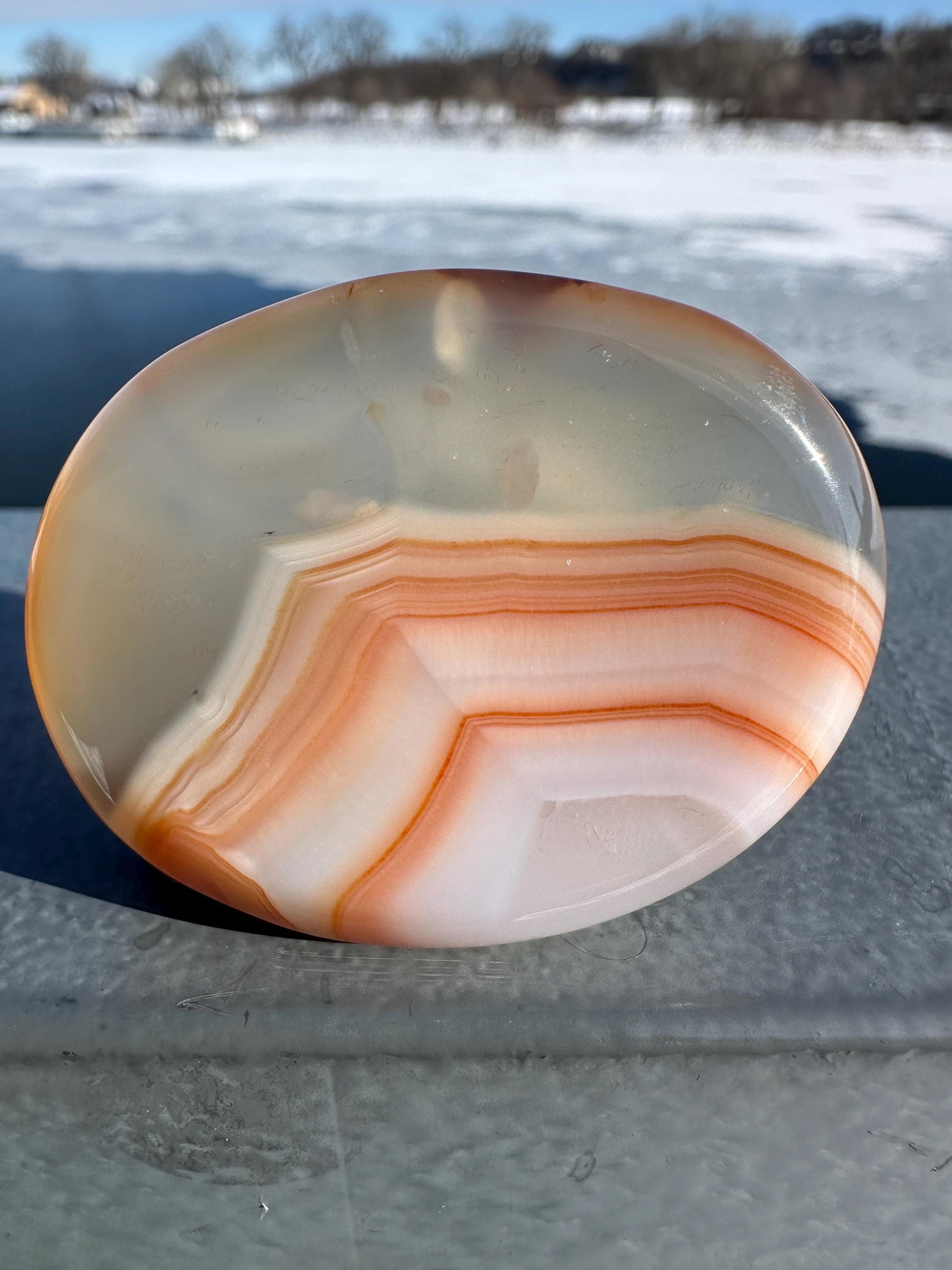 Stunning Carnelian Polished Worry Stone Carving