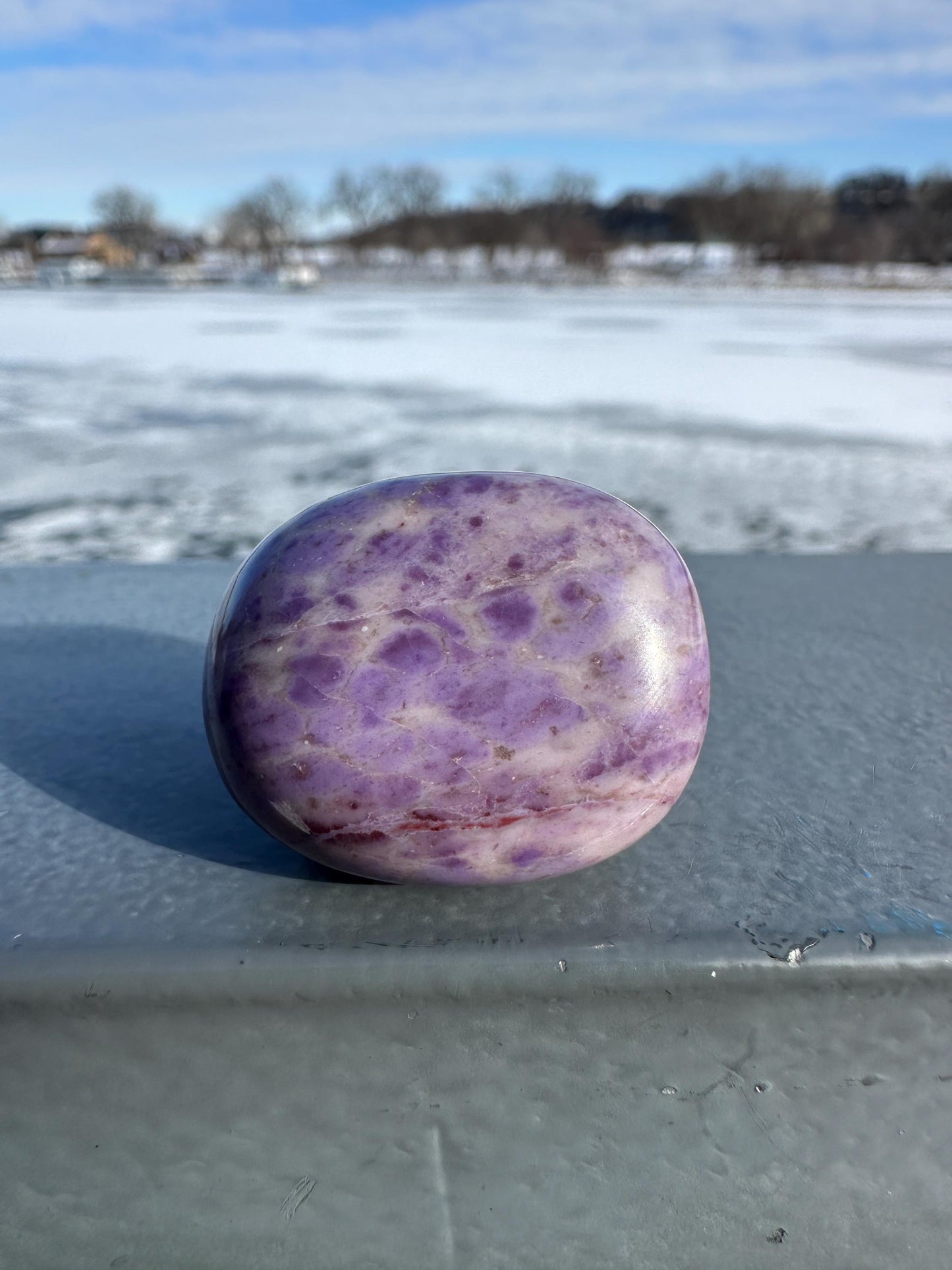 Rare Natural Lavender Jade Palm Stone from Turkey