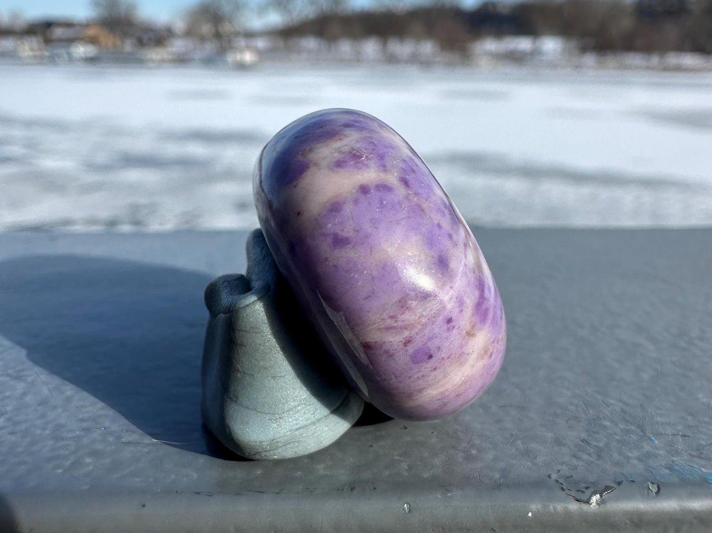 Rare Natural Lavender Jade Palm Stone from Turkey