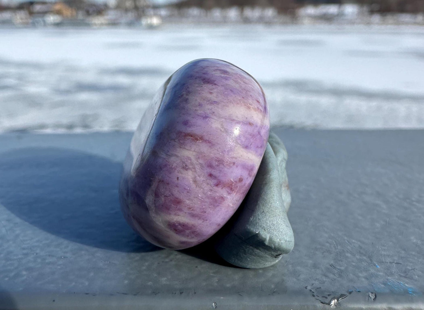 Rare Natural Lavender Jade Palm Stone from Turkey