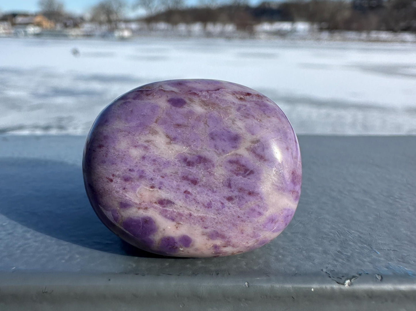 Rare Natural Lavender Jade Palm Stone from Turkey