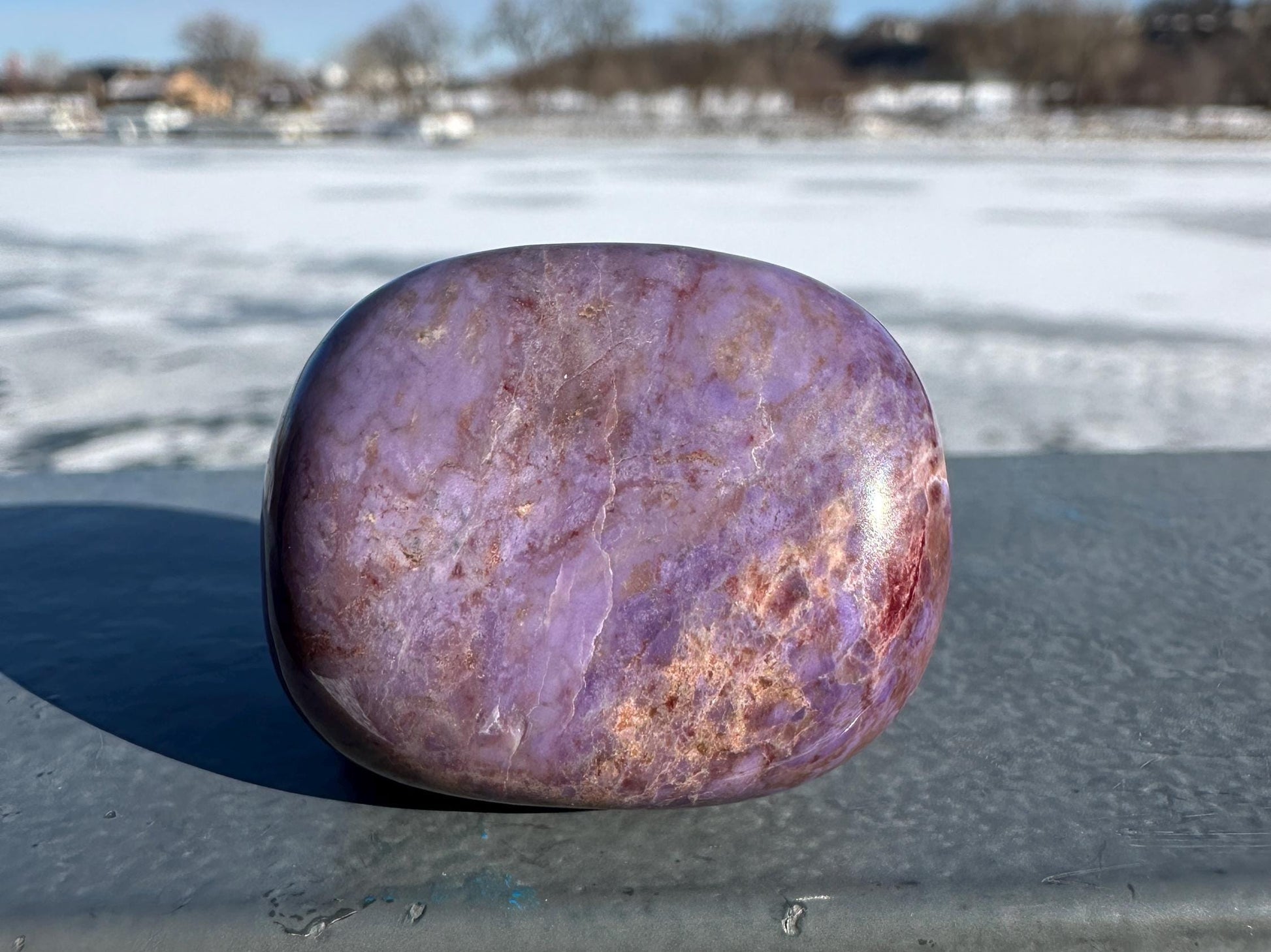 Rare Natural Lavender Jade Palm Stone from Turkey