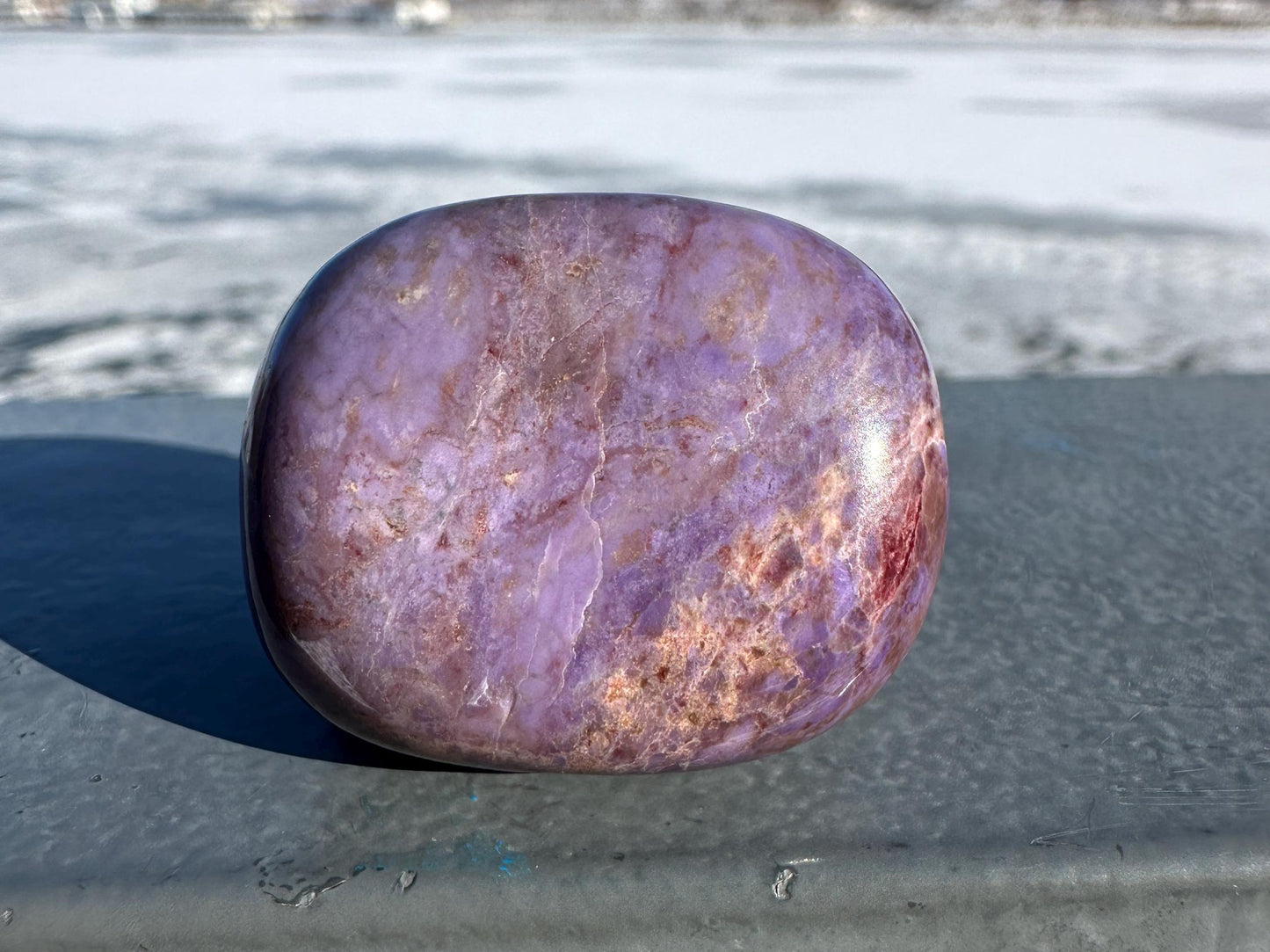Rare Natural Lavender Jade Palm Stone from Turkey