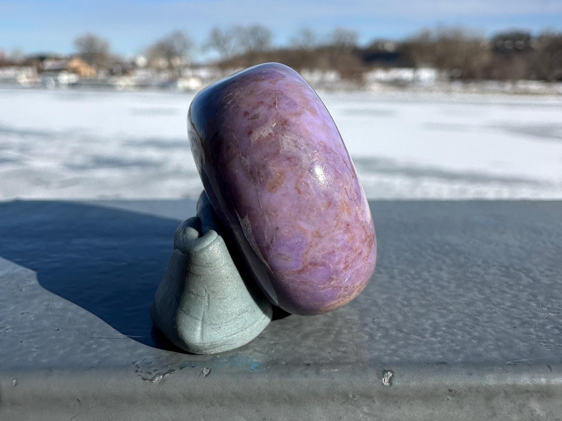 Rare Natural Lavender Jade Palm Stone from Turkey