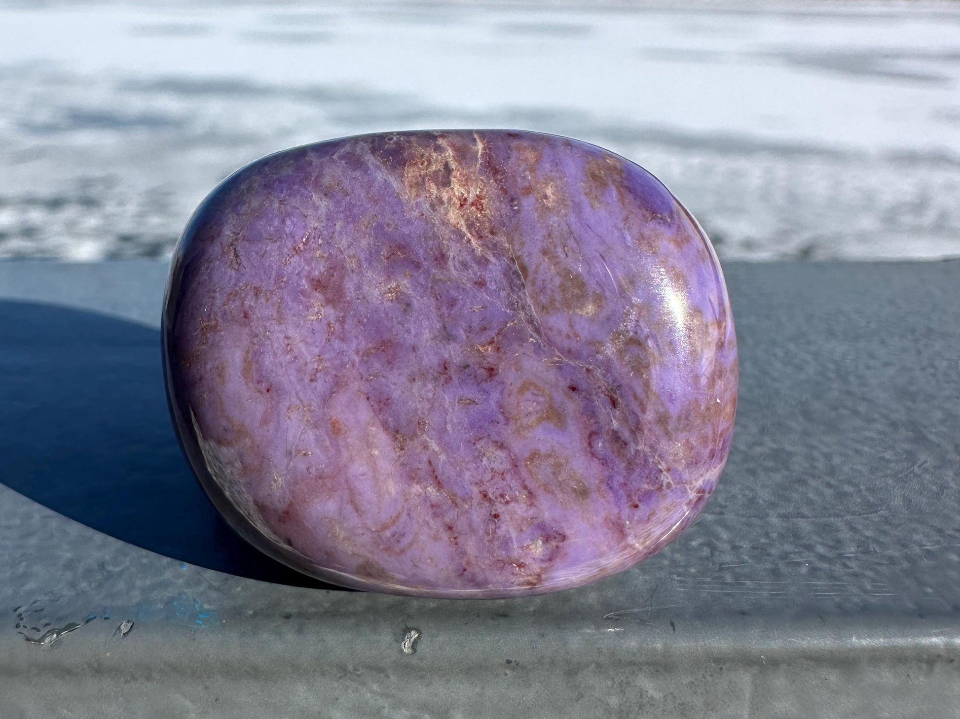 Rare Natural Lavender Jade Palm Stone from Turkey
