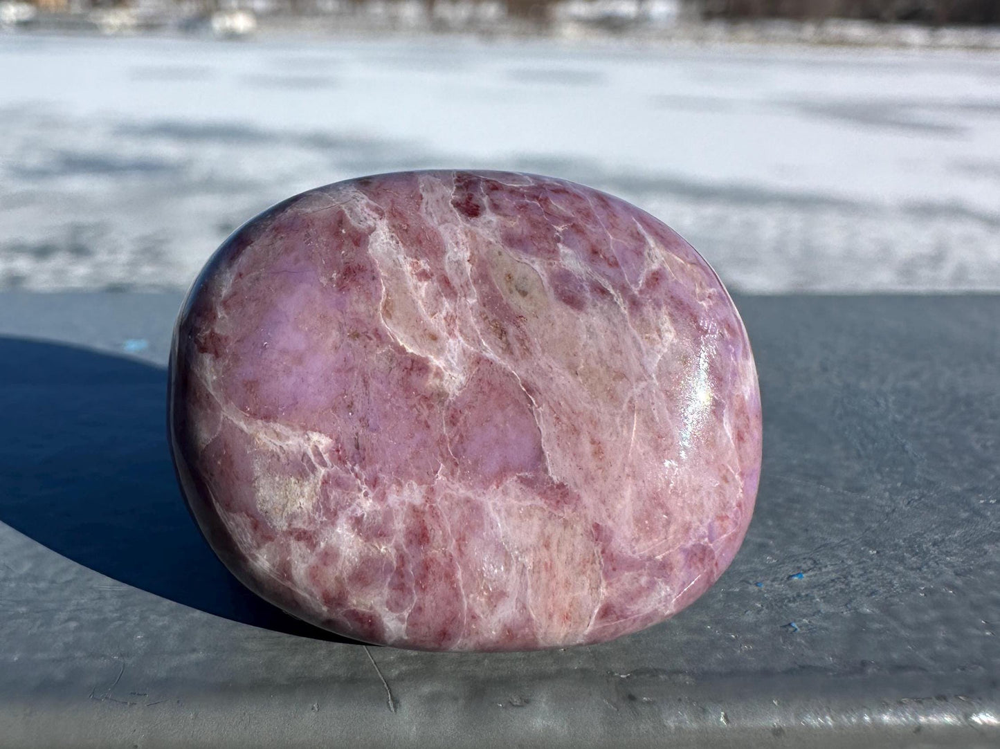 Rare Natural Lavender Jade Palm Stone from Turkey