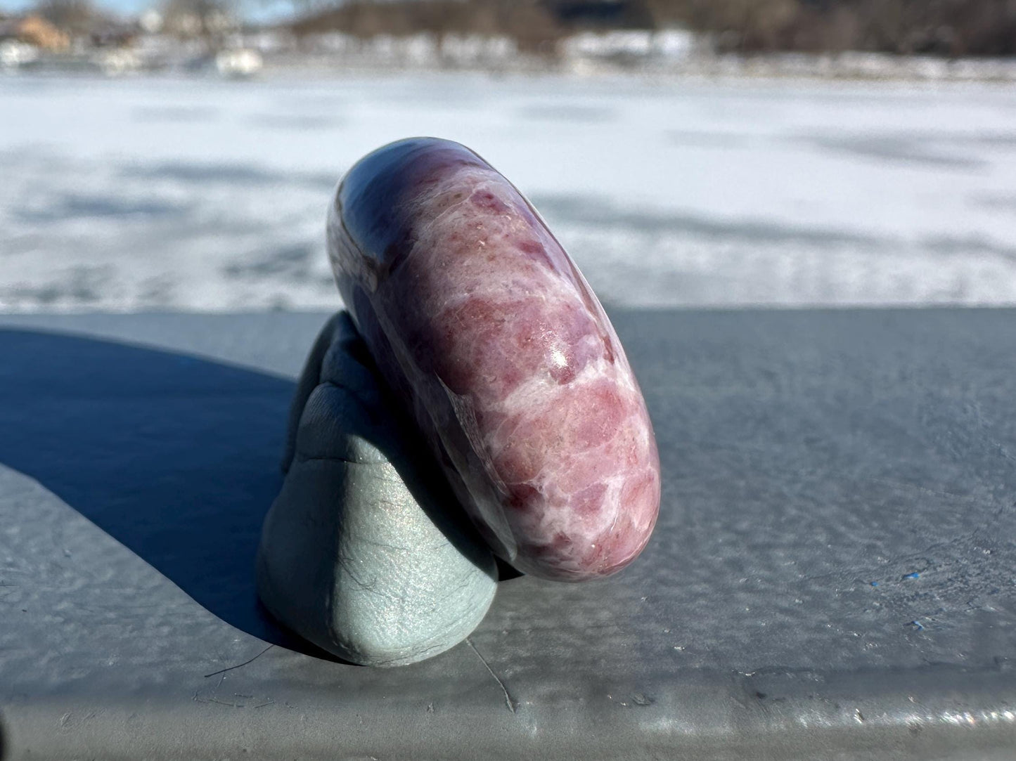 Rare Natural Lavender Jade Palm Stone from Turkey